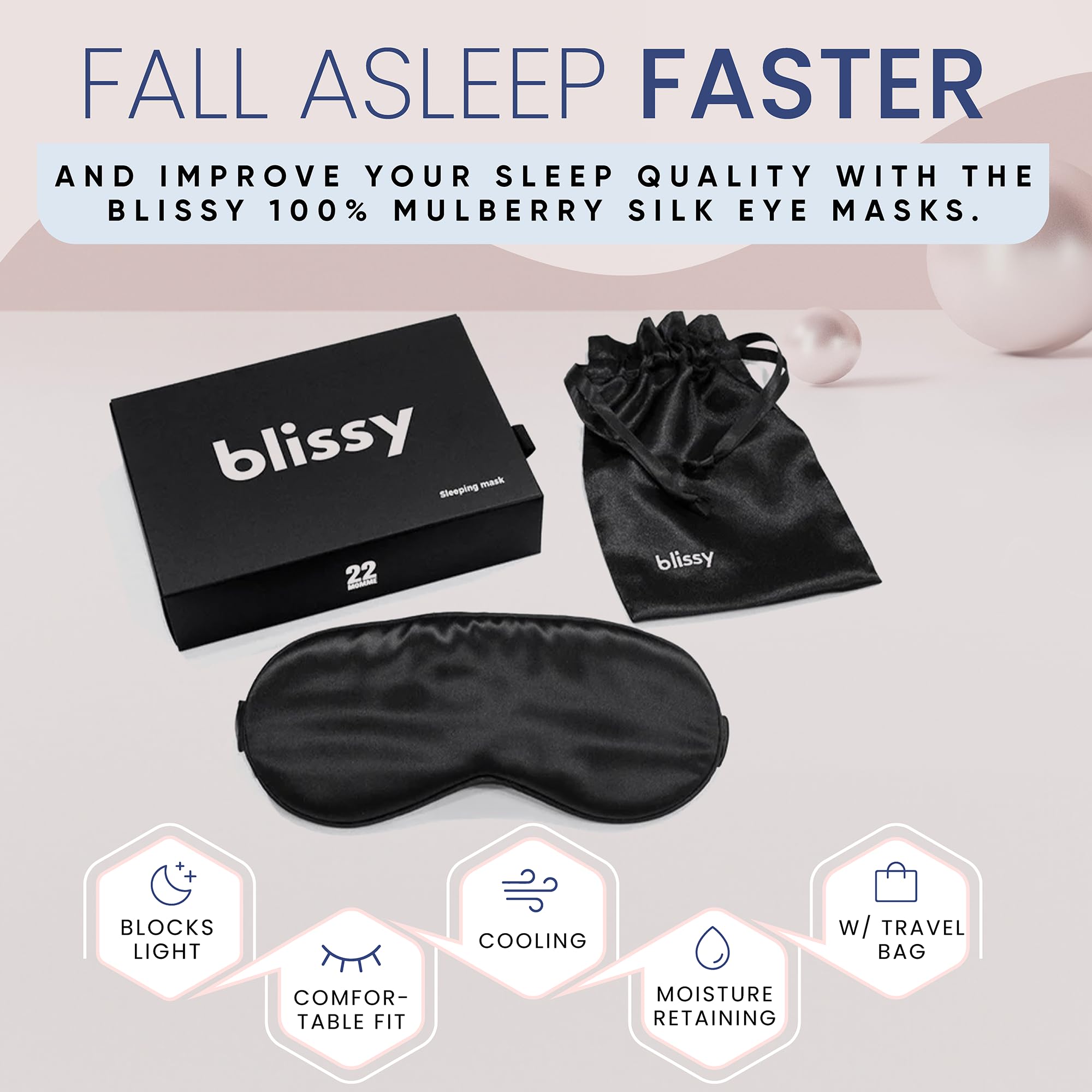 Blissy Silk Sleep Mask - Premium Mulberry Silk 22 Momme

