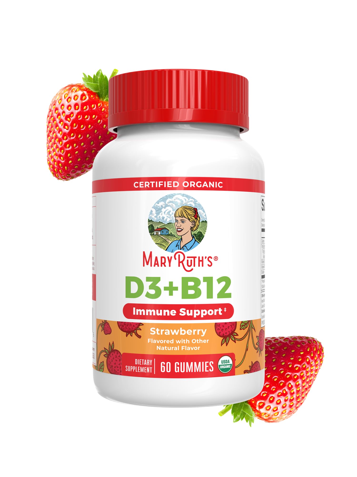 MARYRUTH'S Vitamin D3 + B12 Gummies | Immune & Bone Support

