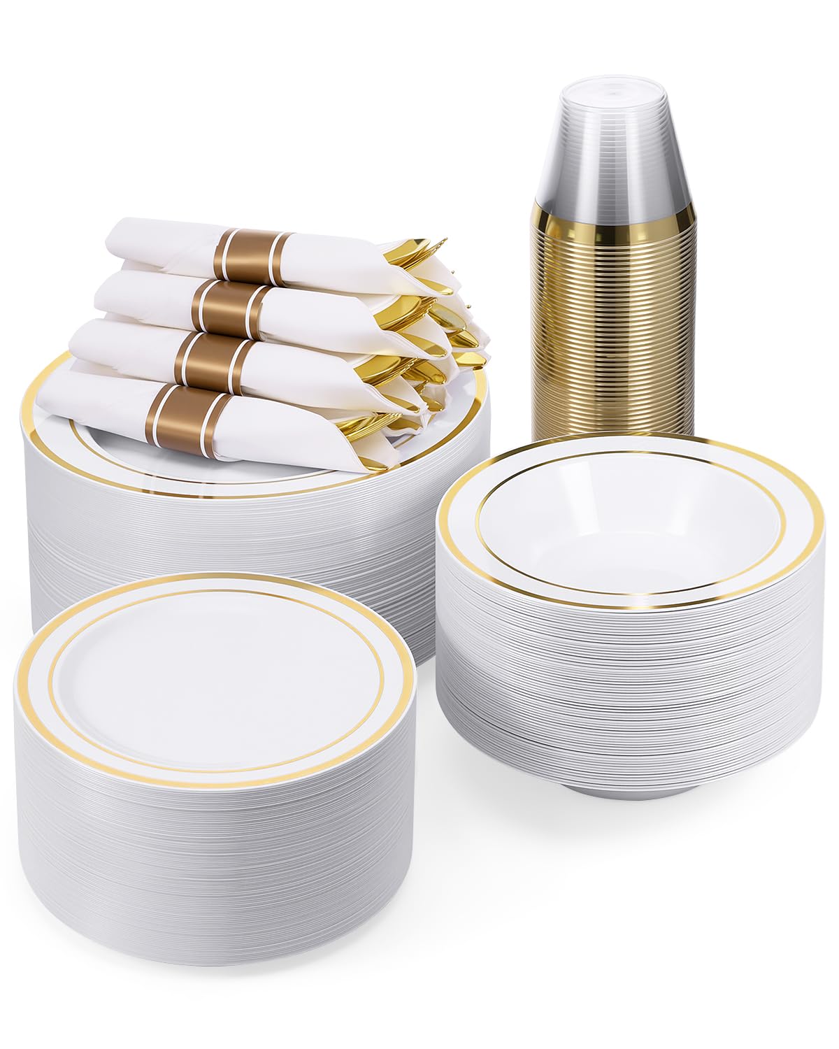 BESTVIP Disposable Plastic Dinnerware Set for Parties