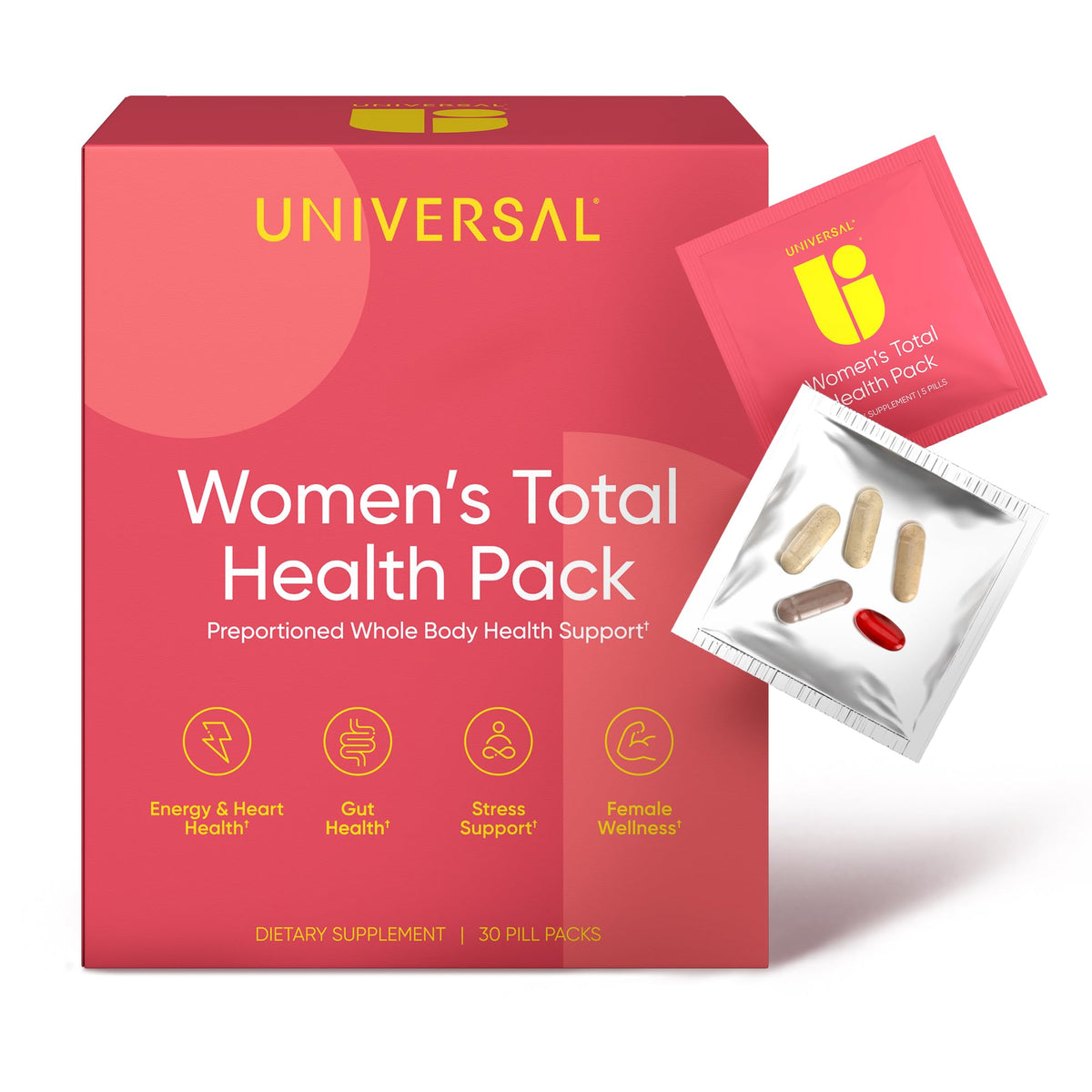 Universal U Total Health Multivitamin with Omega-3 Krill Oil - 22+ Vitamins, 30-Day Serving