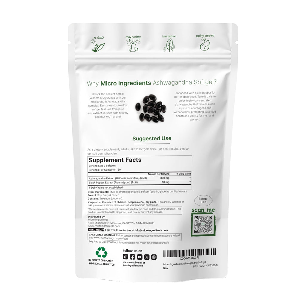 Micro Ingredients Ashwagandha Supplement with Black Pepper

