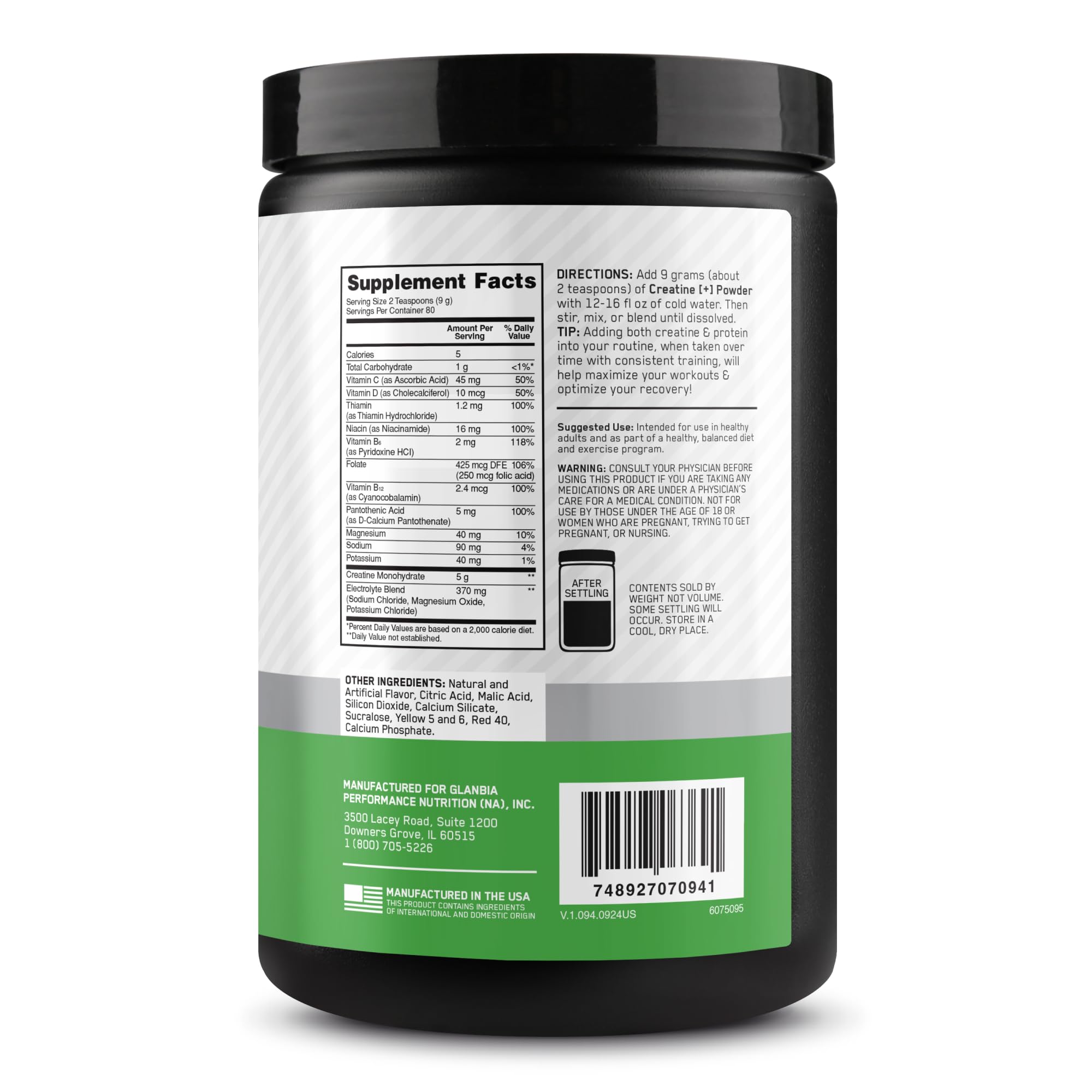 Optimum Nutrition Creatine Monohydrate Powder | Electrolytes

