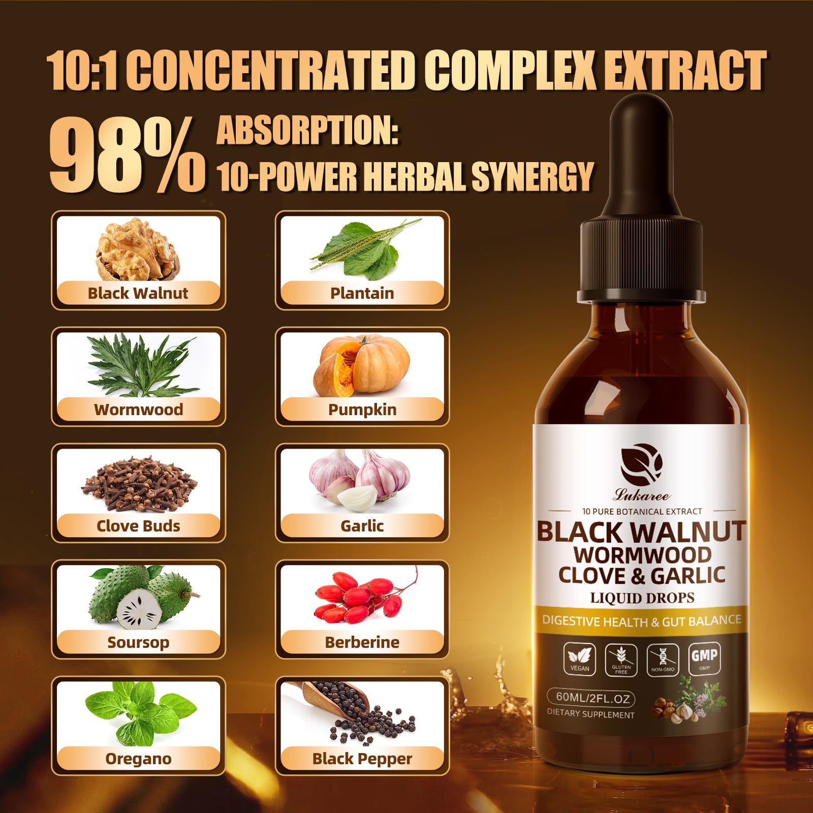 Lukaree Digestive Health Tincture for Gut Support

