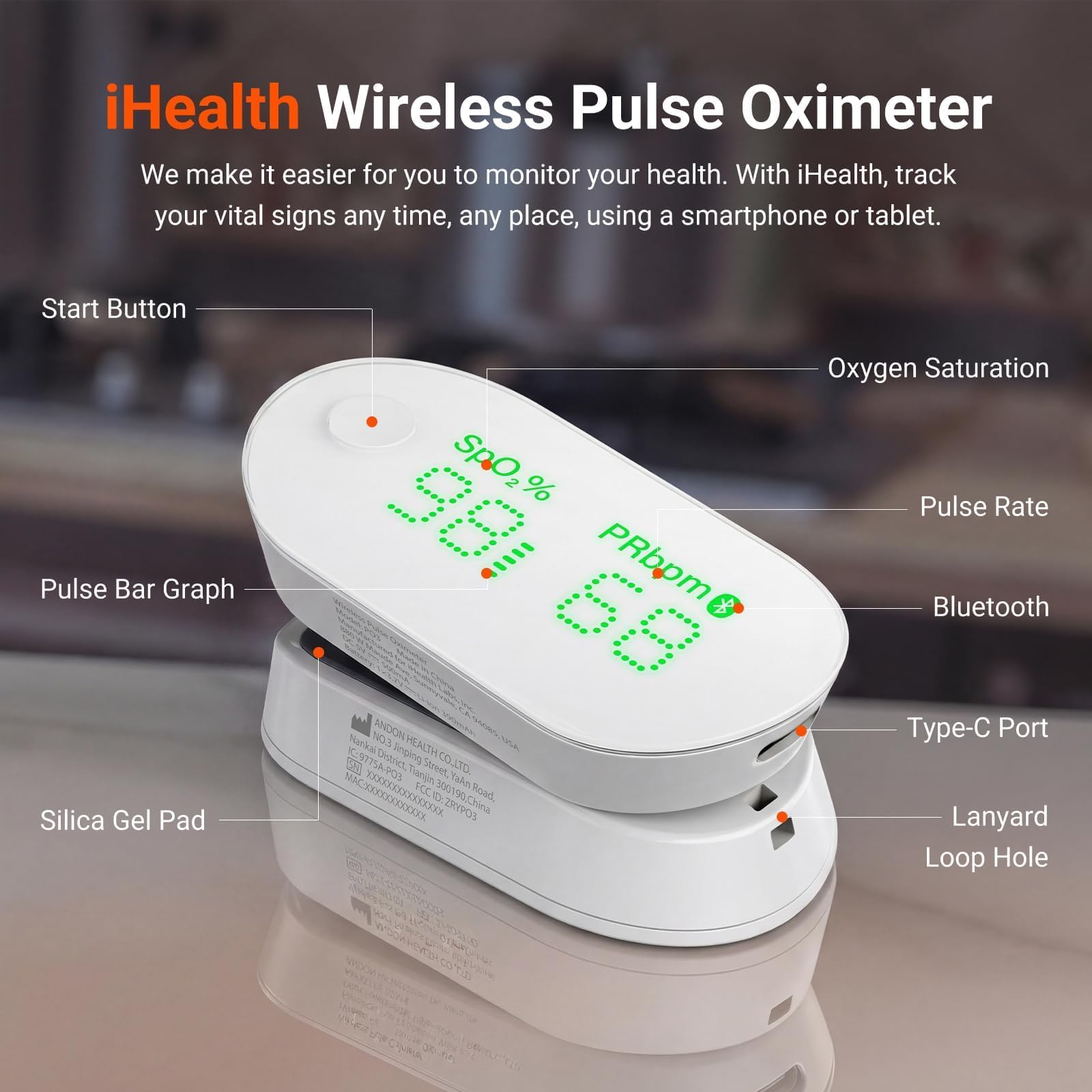 iHealth Rechargeable Pulse Oximeter with Bluetooth

