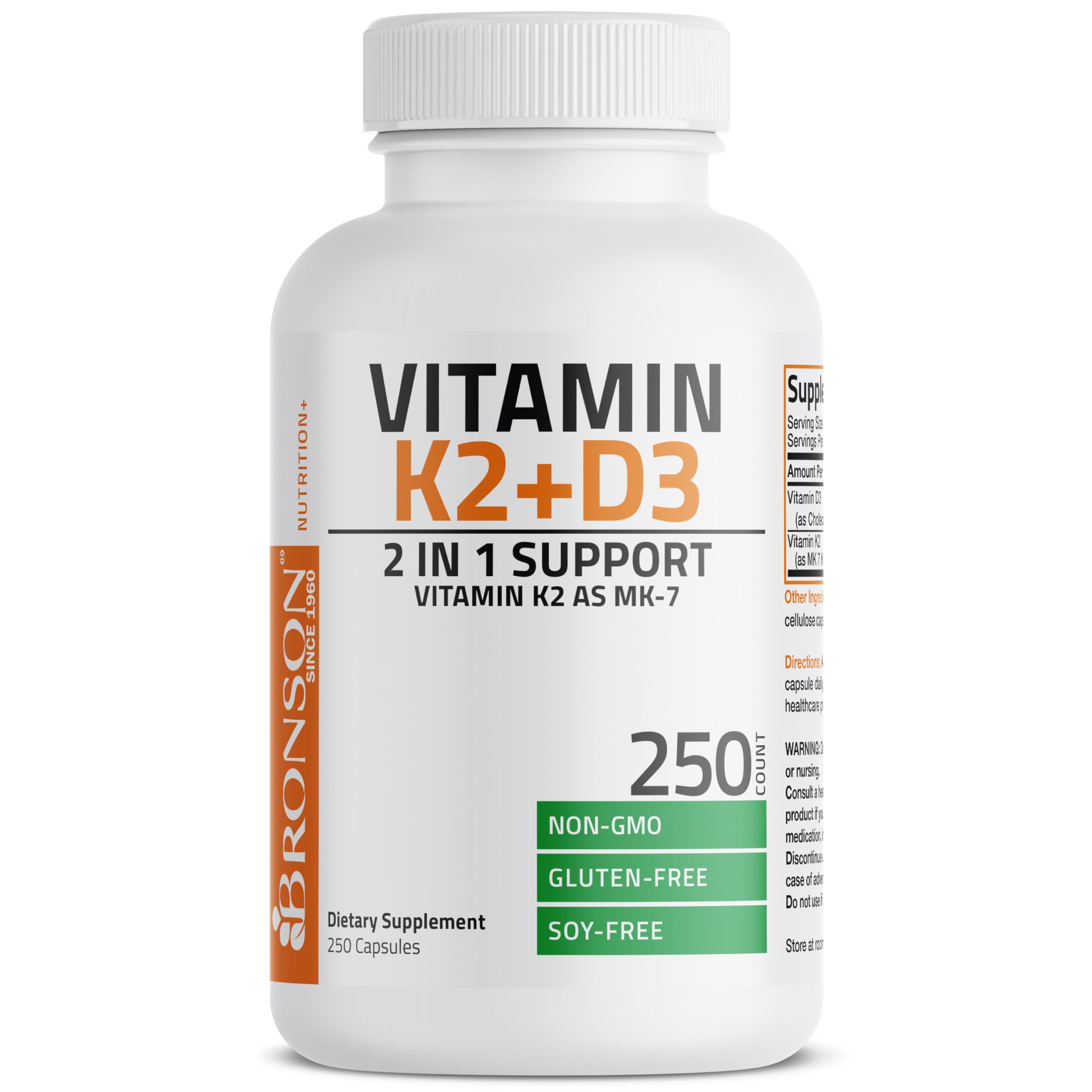 Bronson Vitamin K2 D3 MK-7 2-in-1 Supplement for Bone Health

