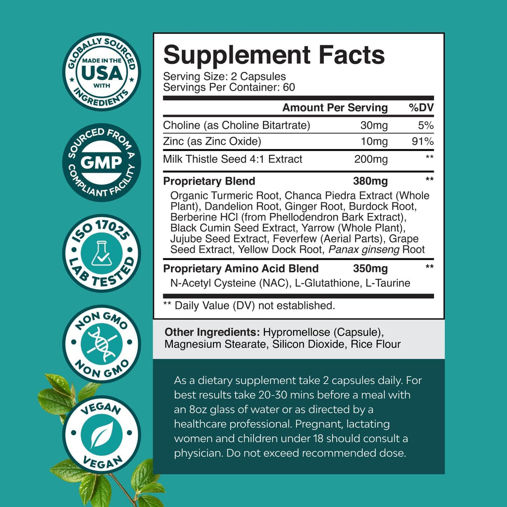 NAC Liver Support Supplement with Milk Thistle - Detox

