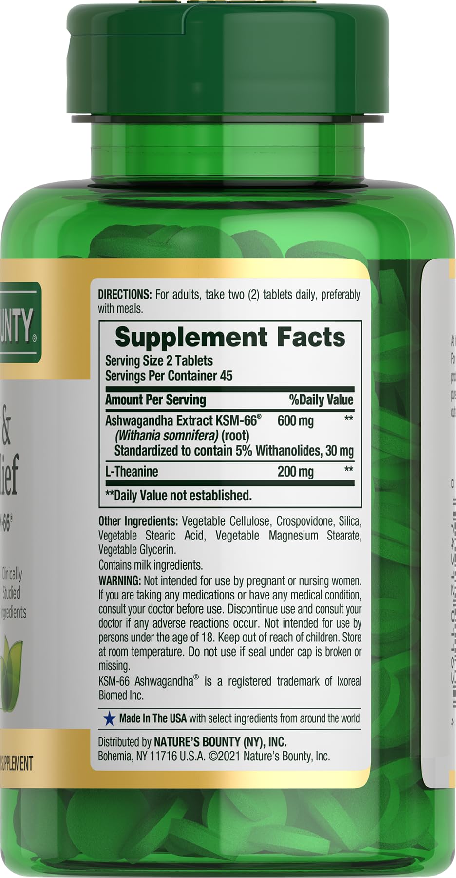 Nature's Bounty Stress Relief Ashwagandha L-Theanine

