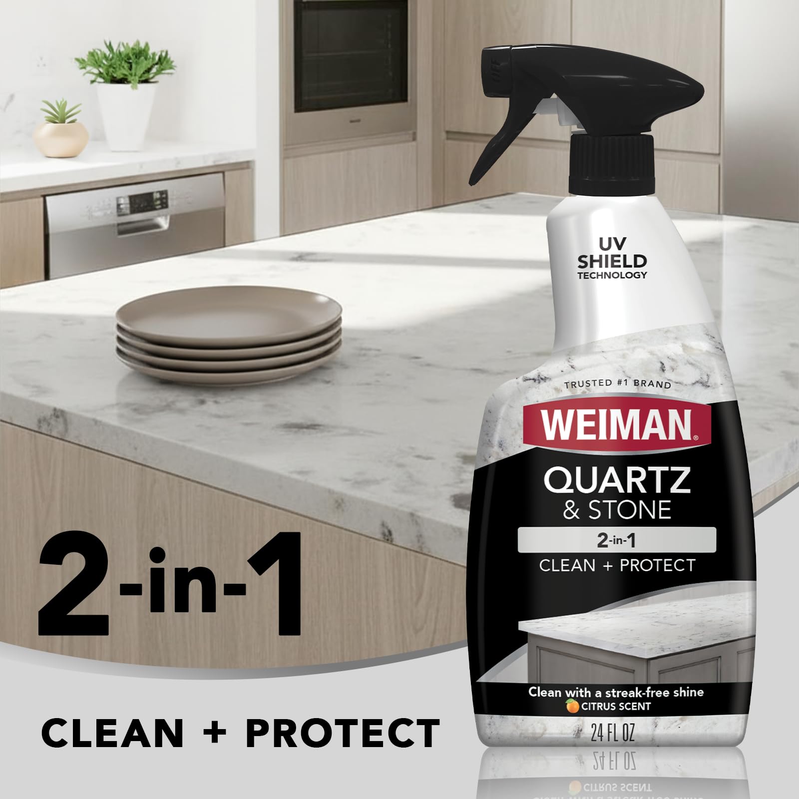 Weiman Quartz Countertop Cleaner and Polish | UV Protection

