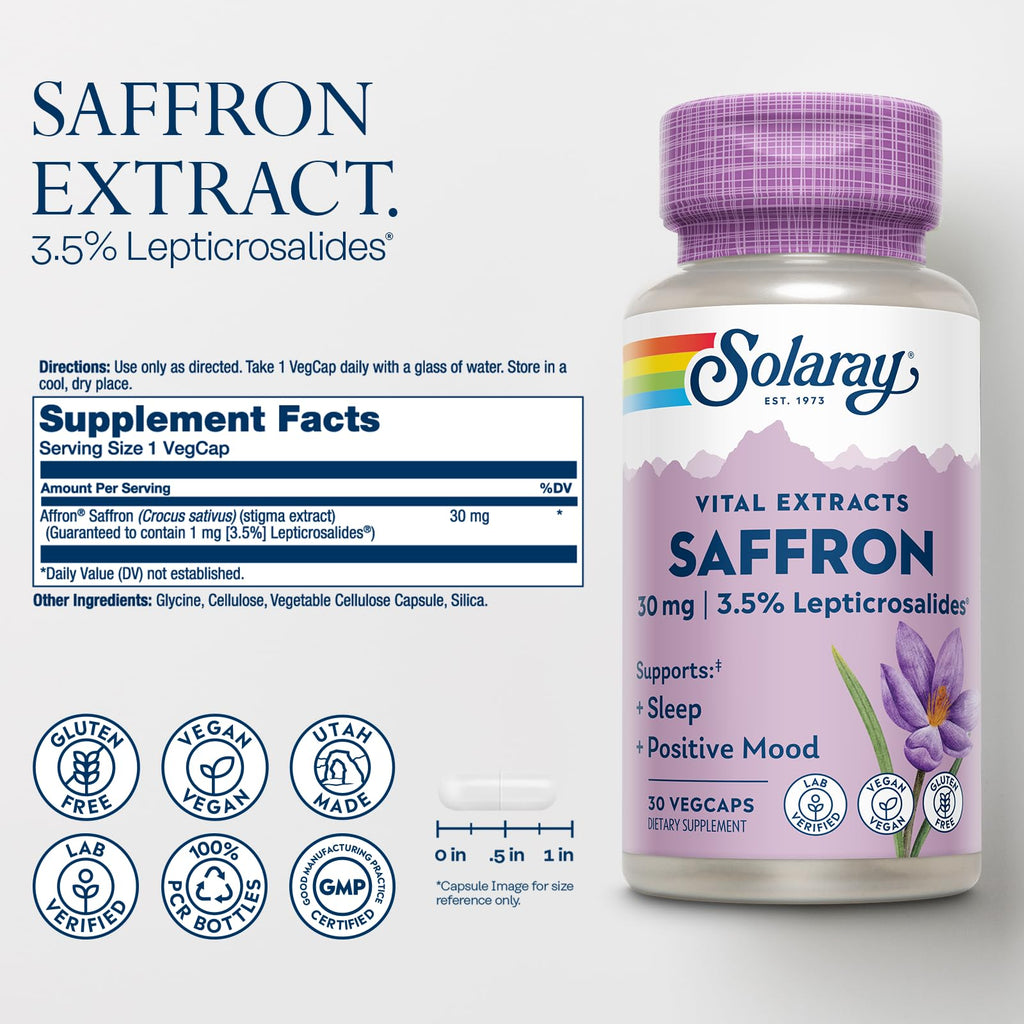 Solaray Saffron Extract for Sleep and Mood Support - Vegan

