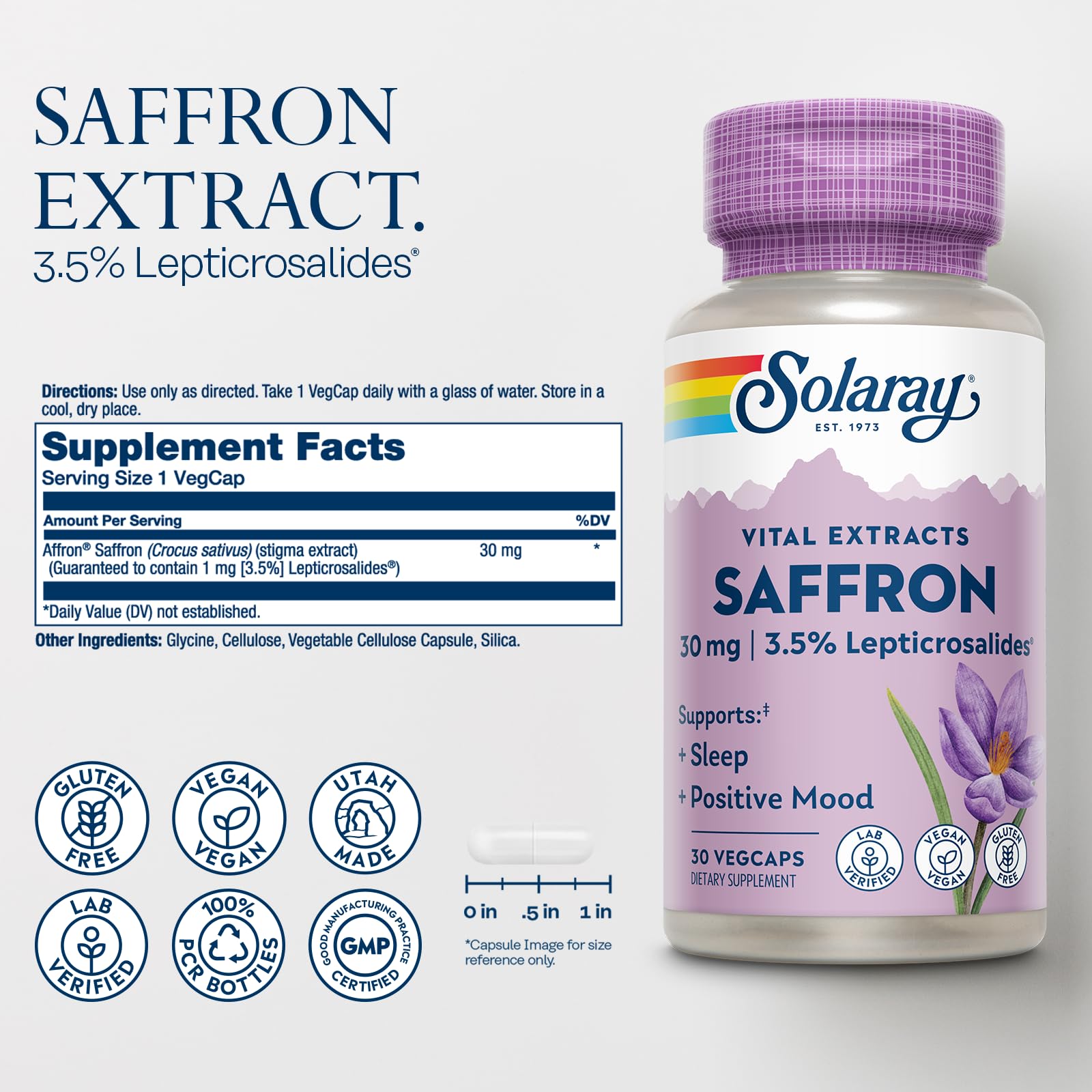 Solaray Saffron Extract for Sleep and Mood Support - Vegan

