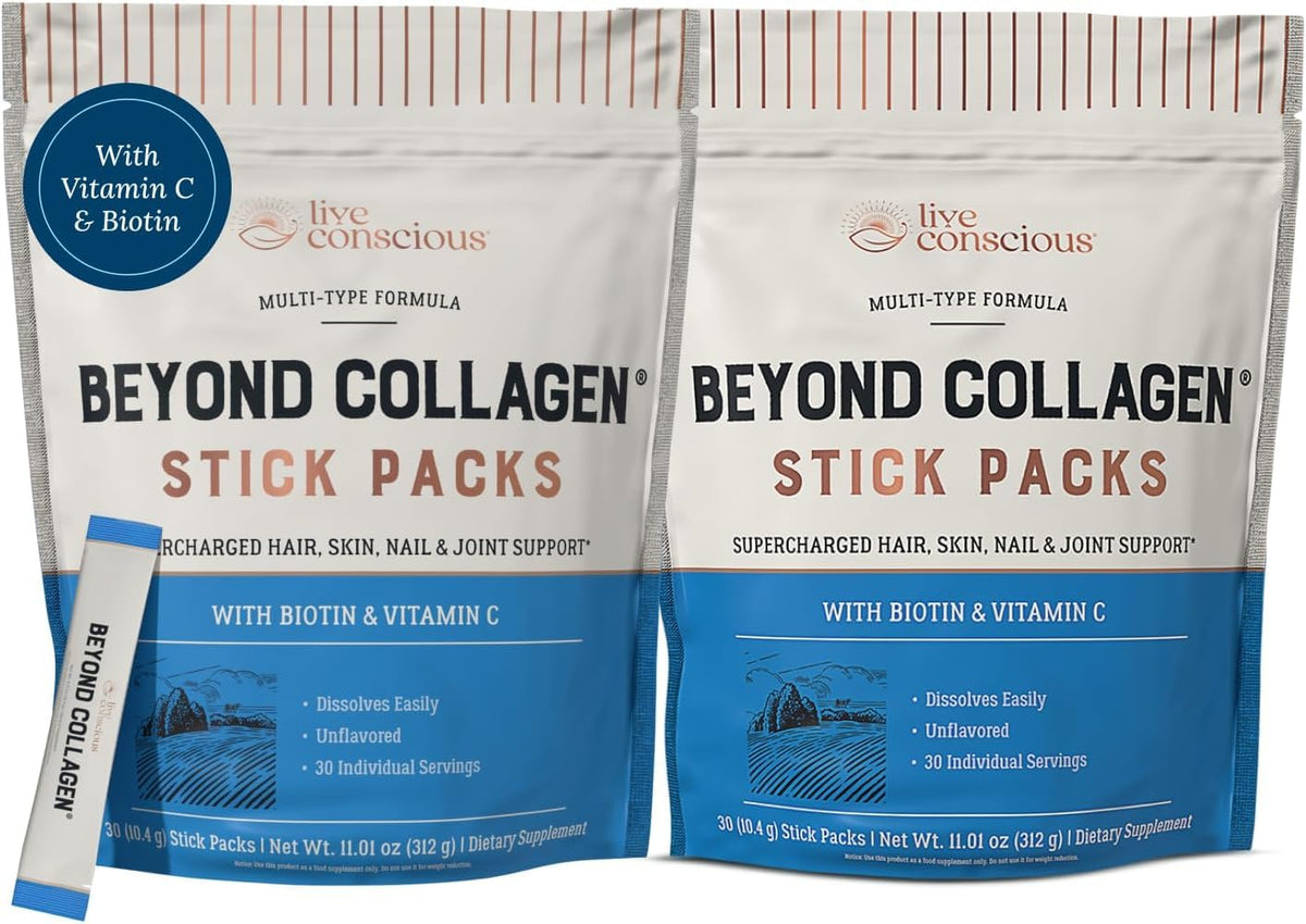 Live Conscious Collagen Peptides Powder – Hydrolyzed Type I & III, Grass-Fed