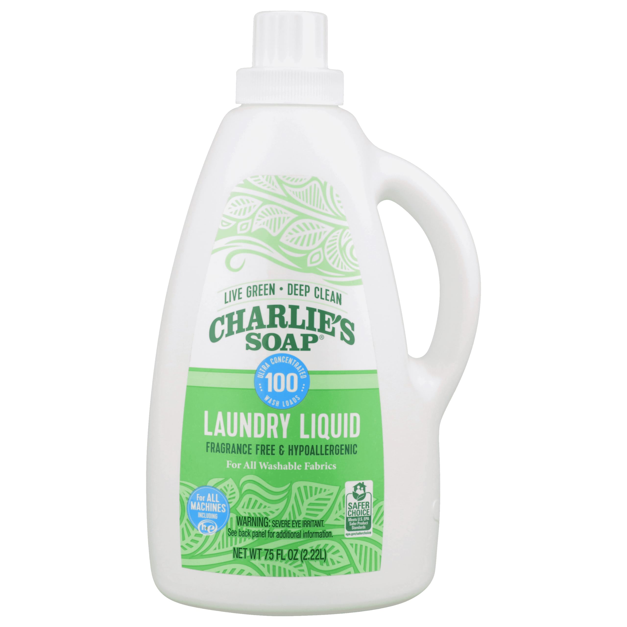 Charlie's Soap Laundry Liquid - Hypoallergenic, Fragrance Free