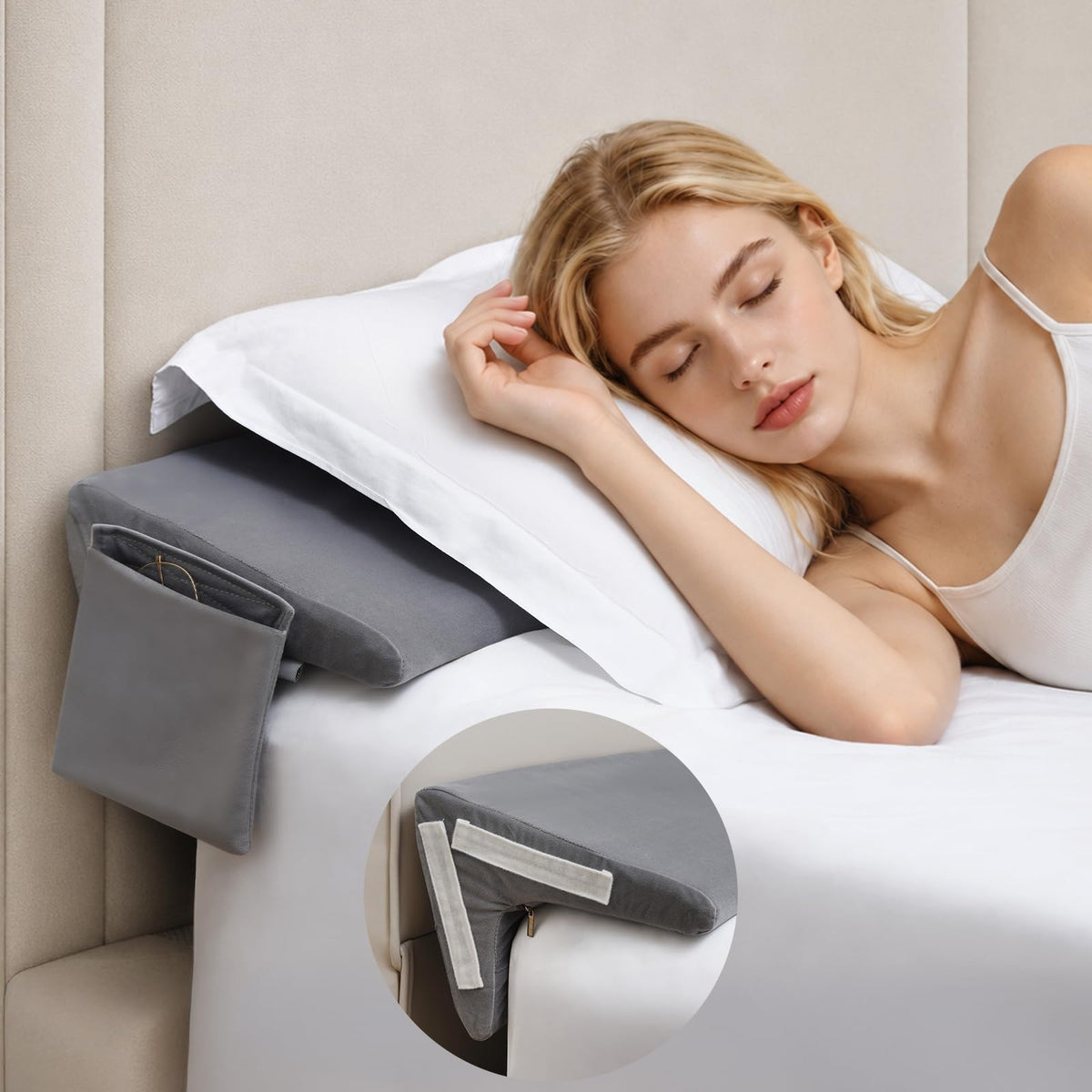 Vekkia Bed Gap Filler Wedge Pillow for Headboard