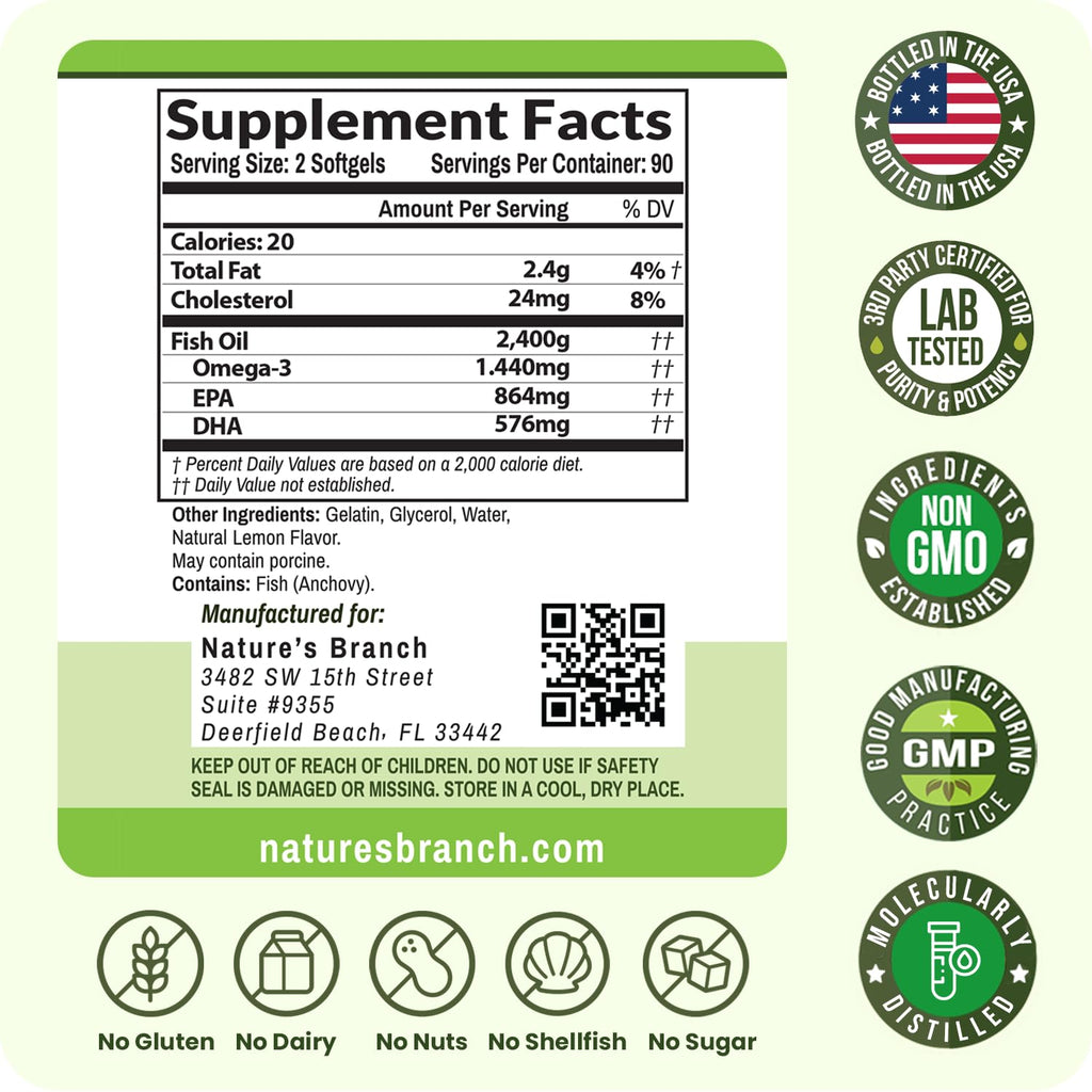 Omega-3 Fish Oil Triple Strength – Burpless Lemon

