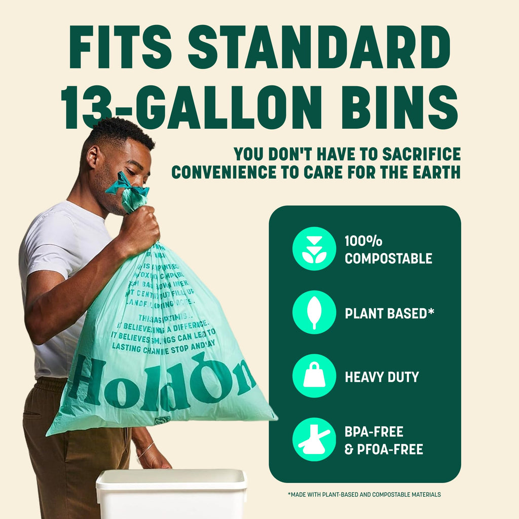 HoldOn Compostable Kitchen Bags | Leakproof Plant-Based


