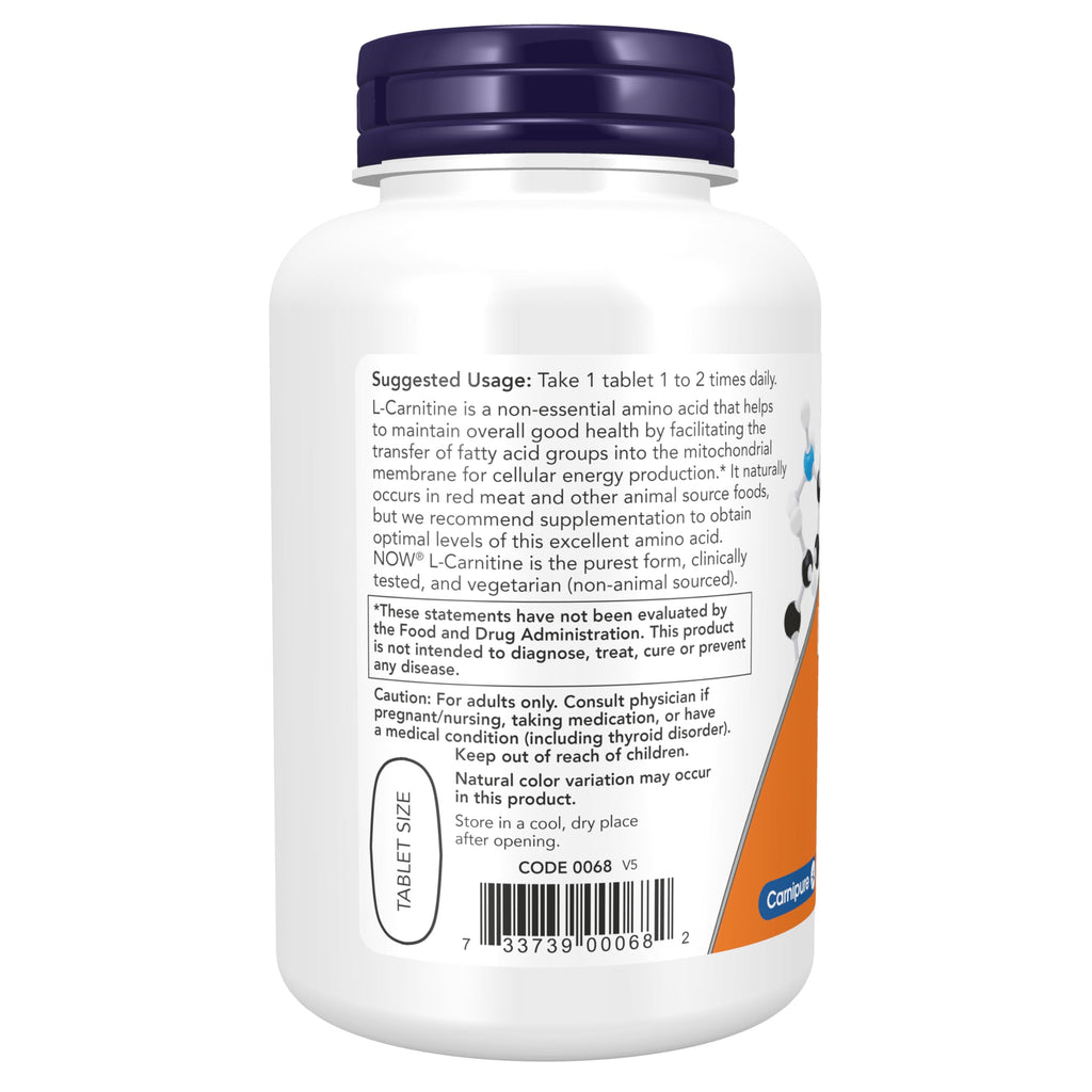 NOW Foods L-Carnitine 1000 mg Amino Acid Supplement for Energy Support

