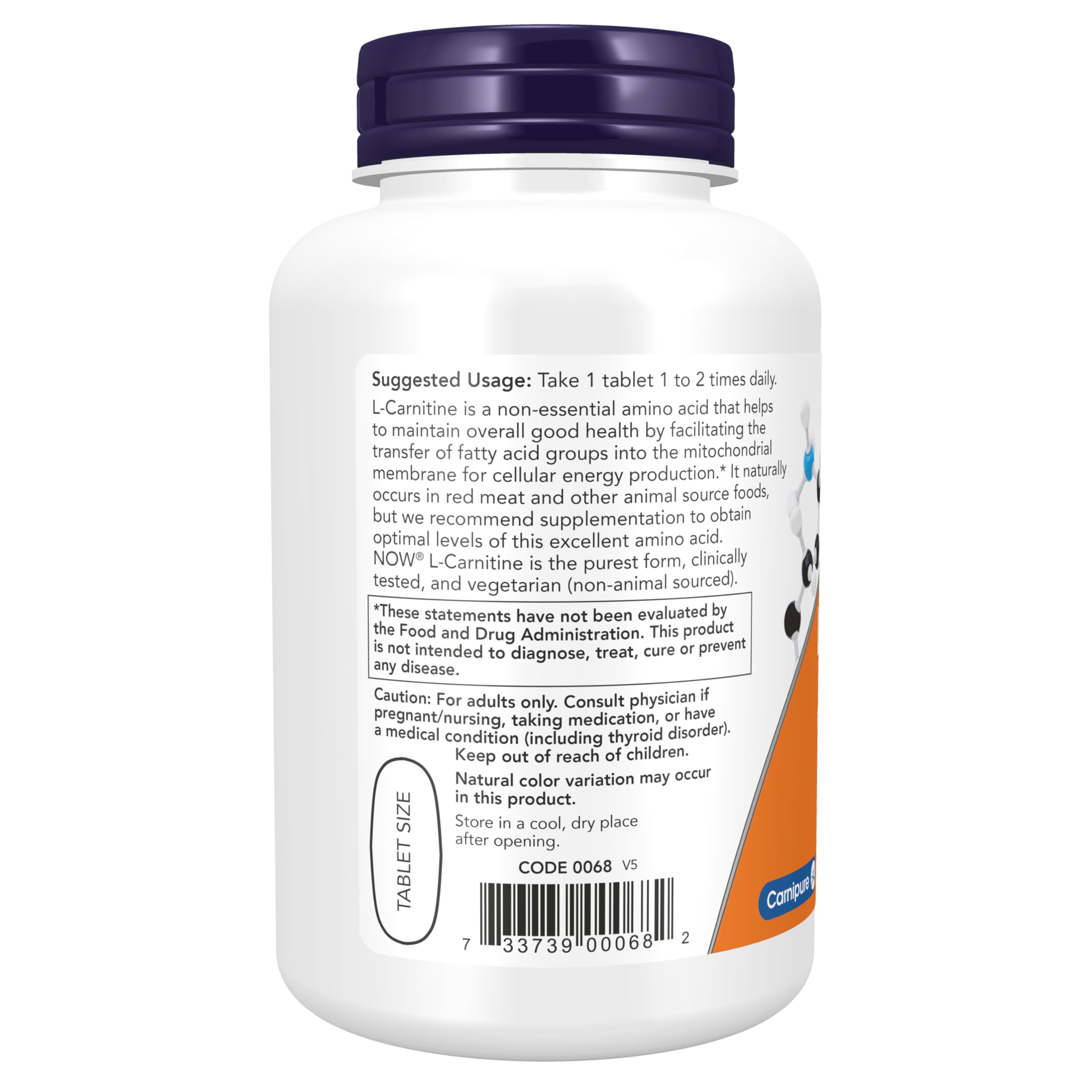 NOW Foods L-Carnitine 1000 mg Amino Acid Supplement for Energy Support

