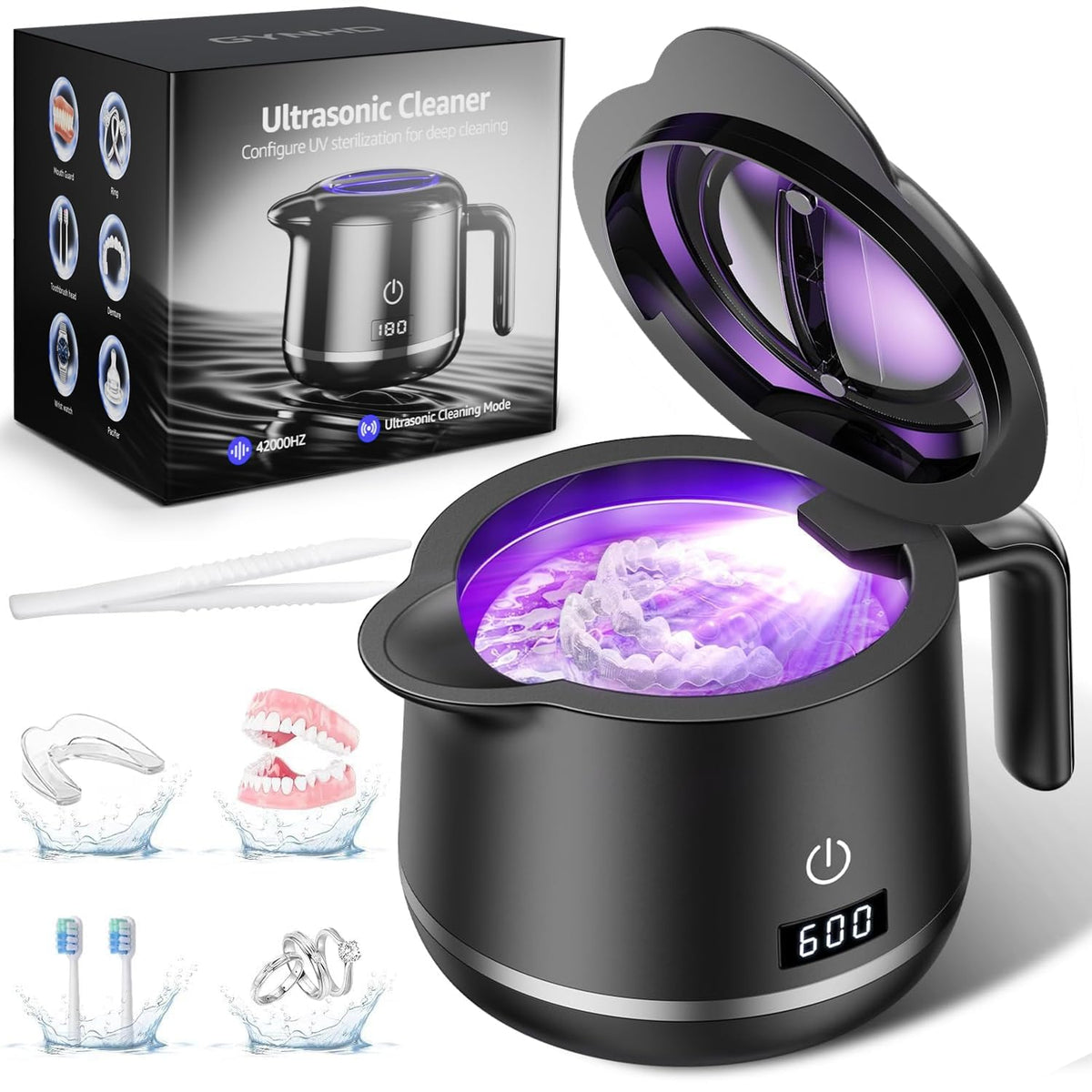 Ultrasonic Retainer Cleaner Machine for Dentures & Aligners

