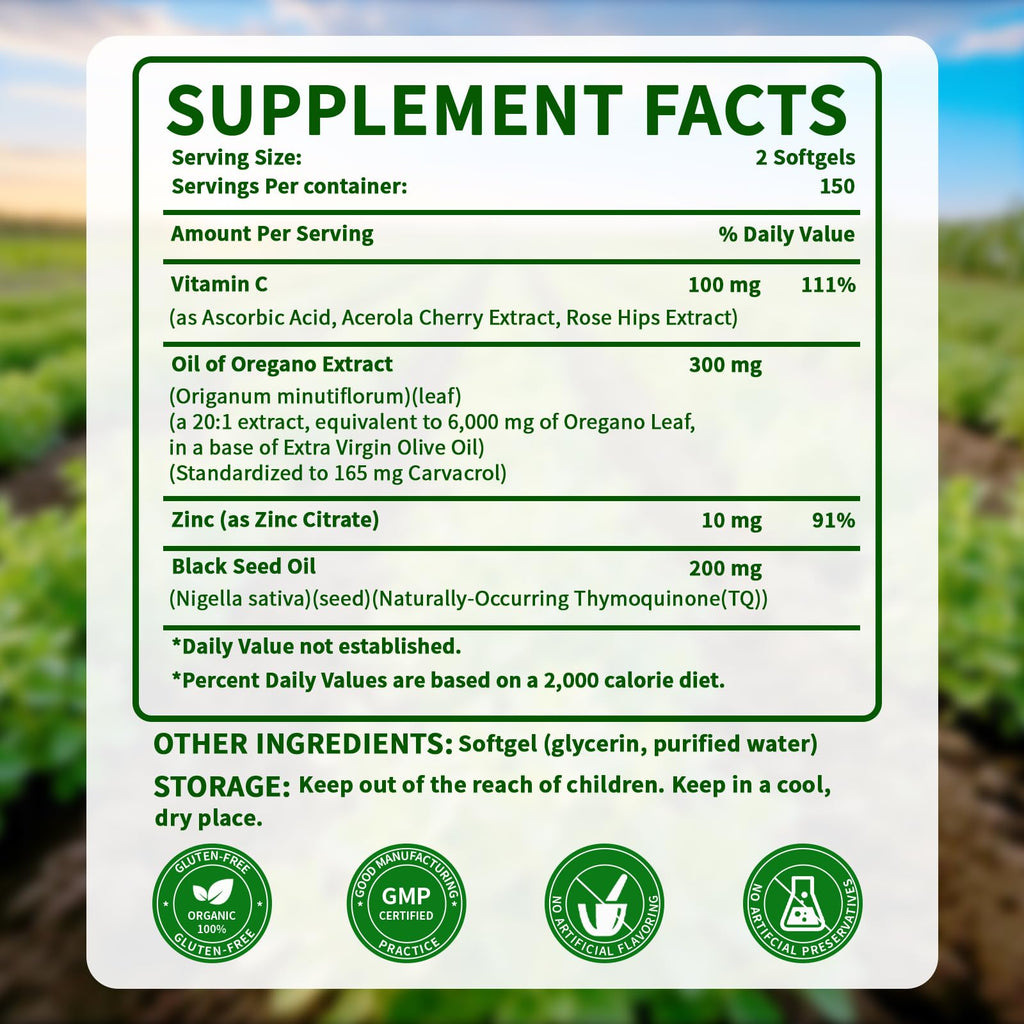 PWERD Oregano Oil Softgels with Black Seed for Immune Support

