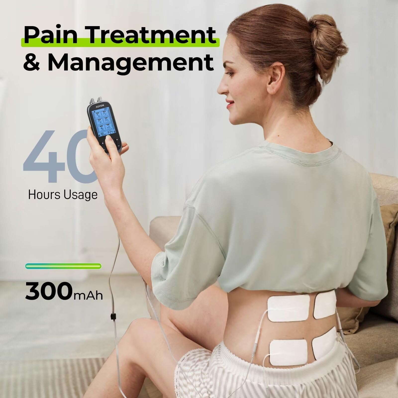 AUVON 3-in-1 TENS EMS Massager for Pain Relief | Rechargeable

