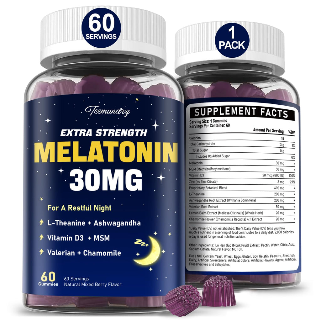 Melatonin Gummies 30mg for Adults with L-Theanine - Berry