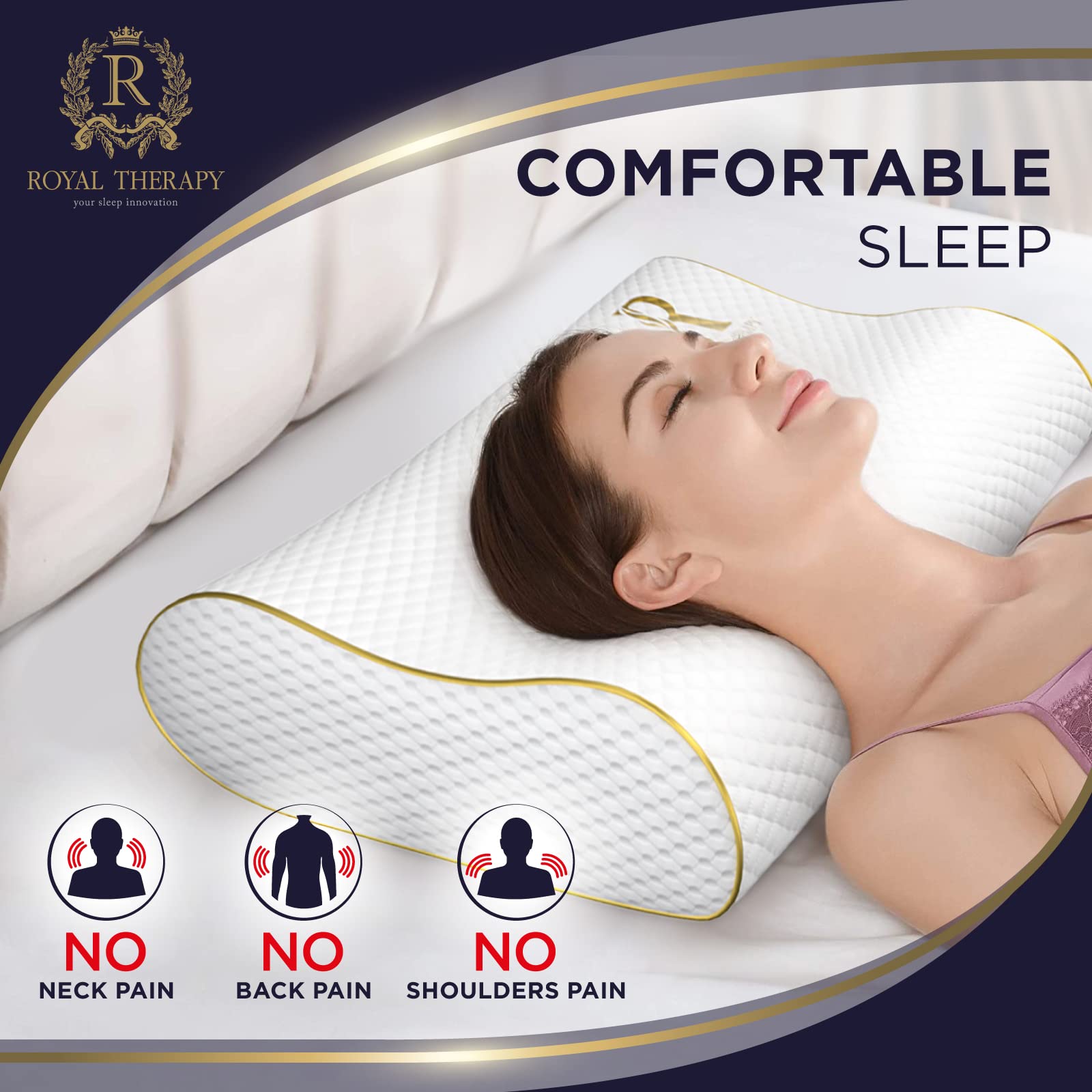 Royal Therapy Memory Foam Pillow – Contour Cervical Support

