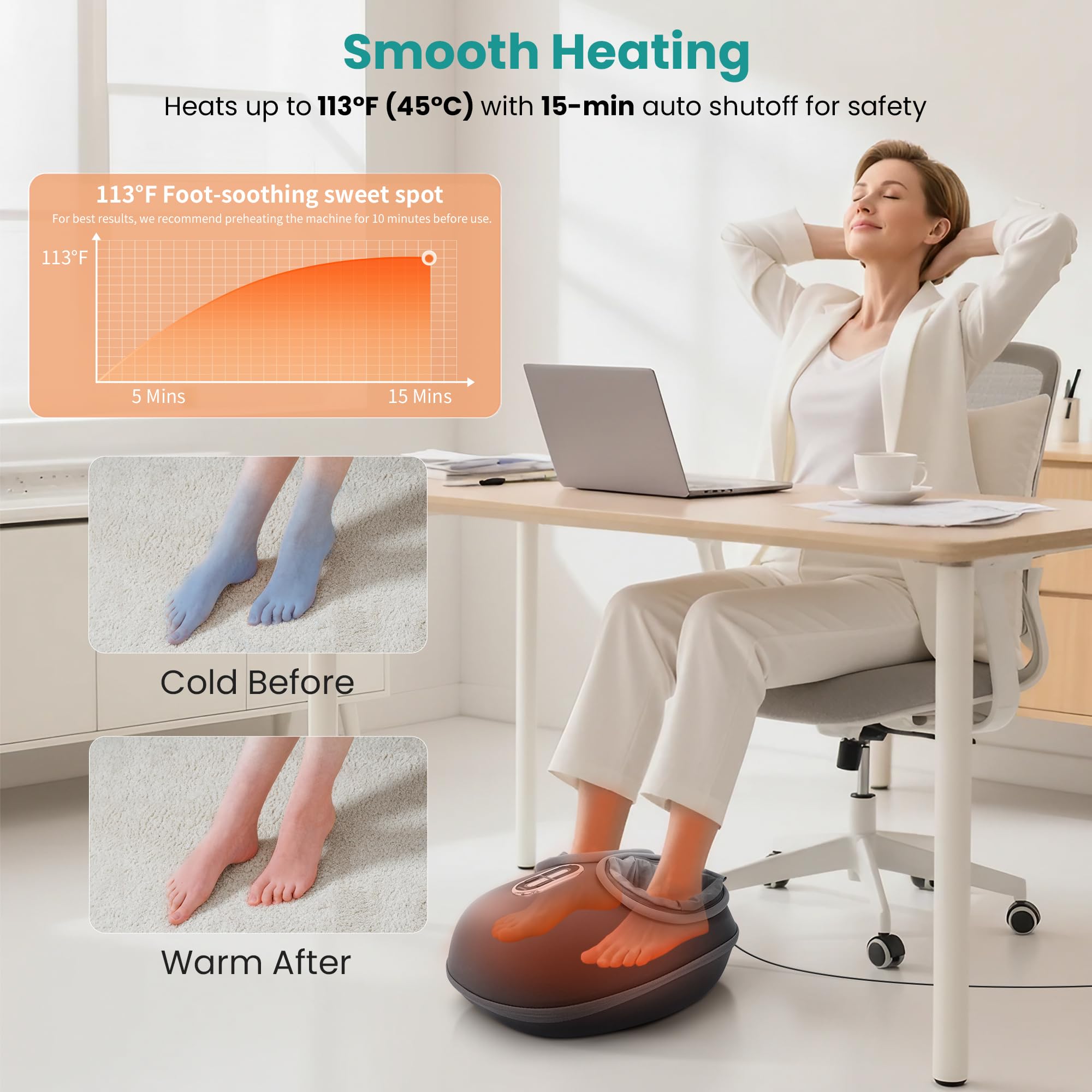 Nekteck Shiatsu Foot Massager with Heat - 3 Modes

