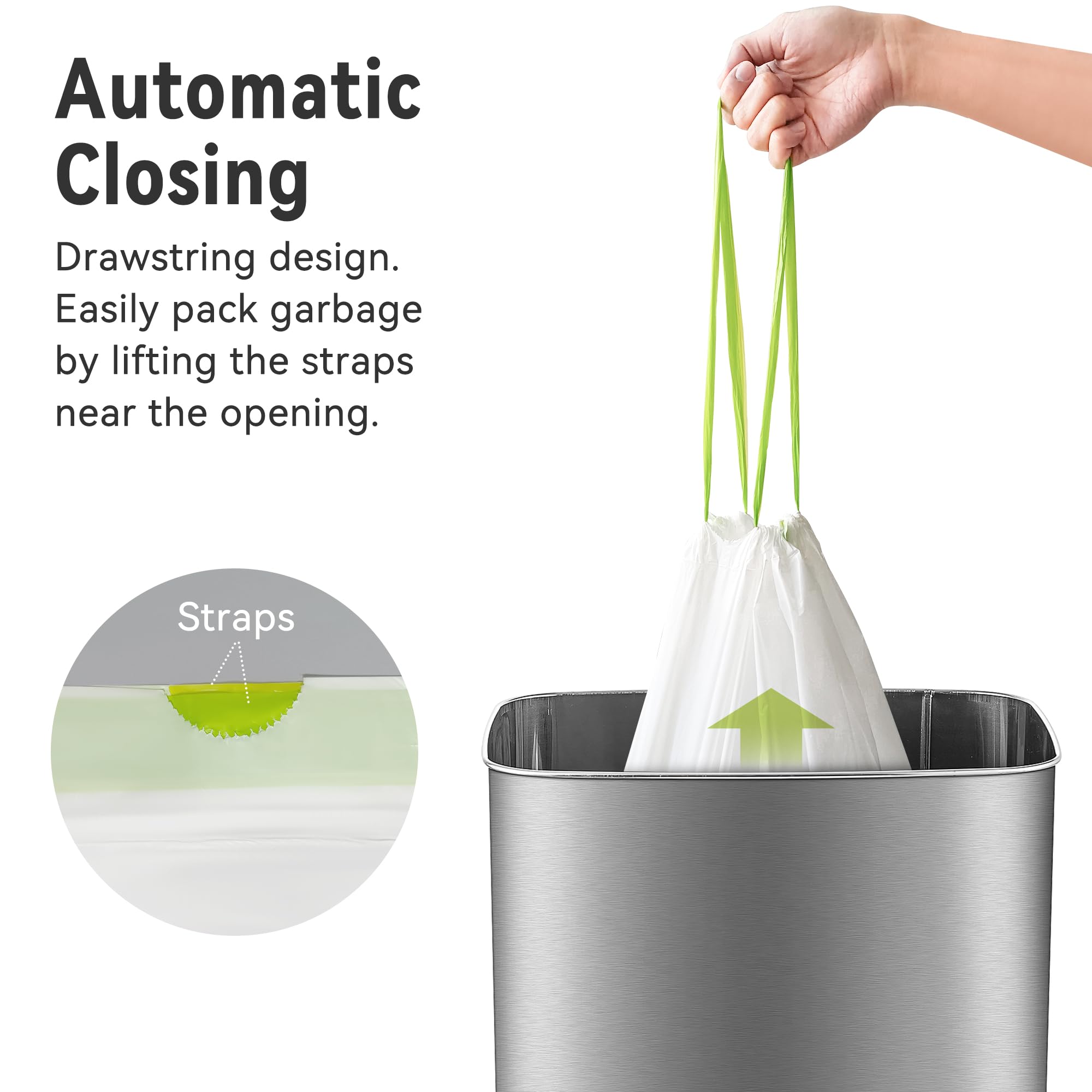 Ninestars Extra Strong White Trash Bags with Drawstring

