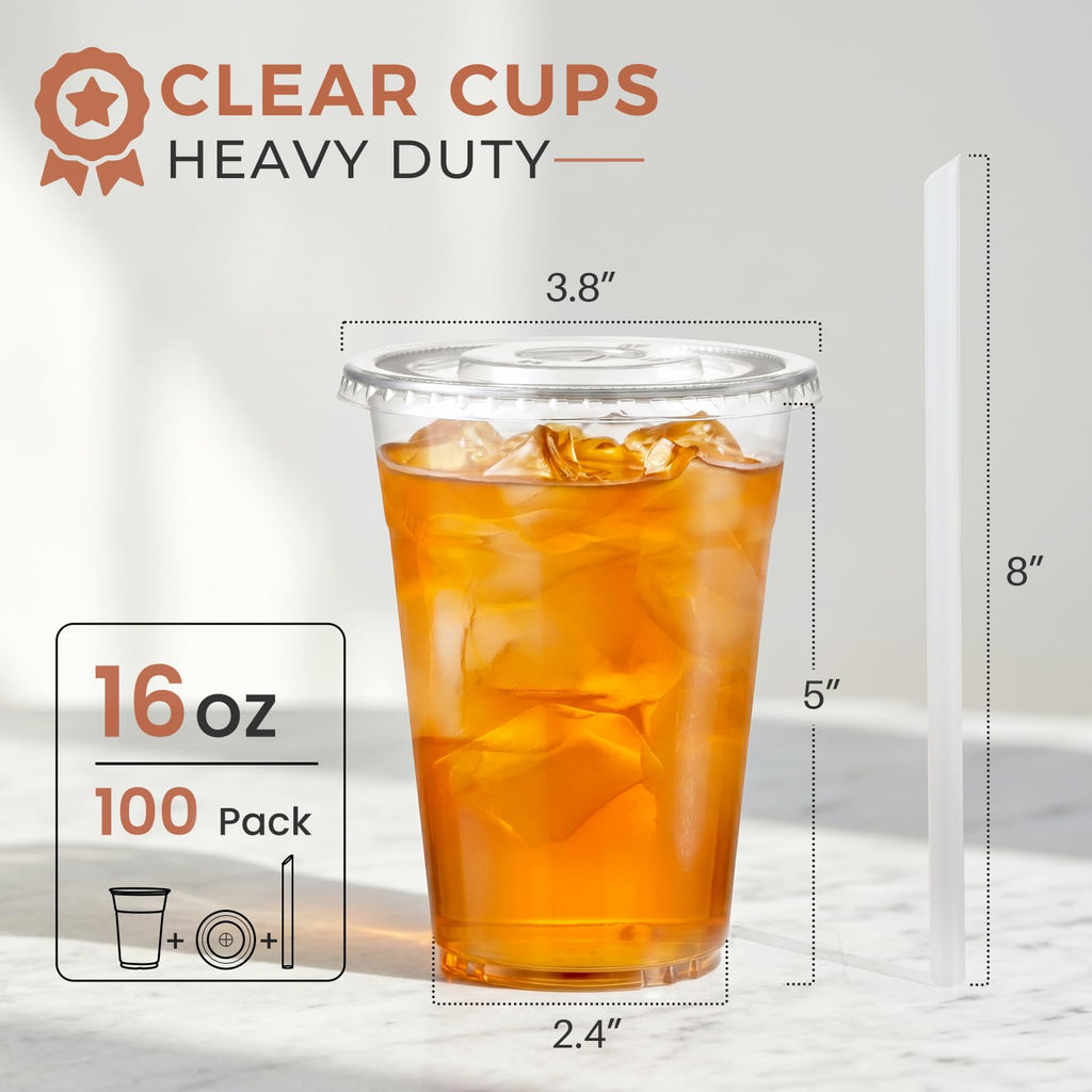 VITEVER Clear Plastic Cups with Lids and Straws – BPA Free

