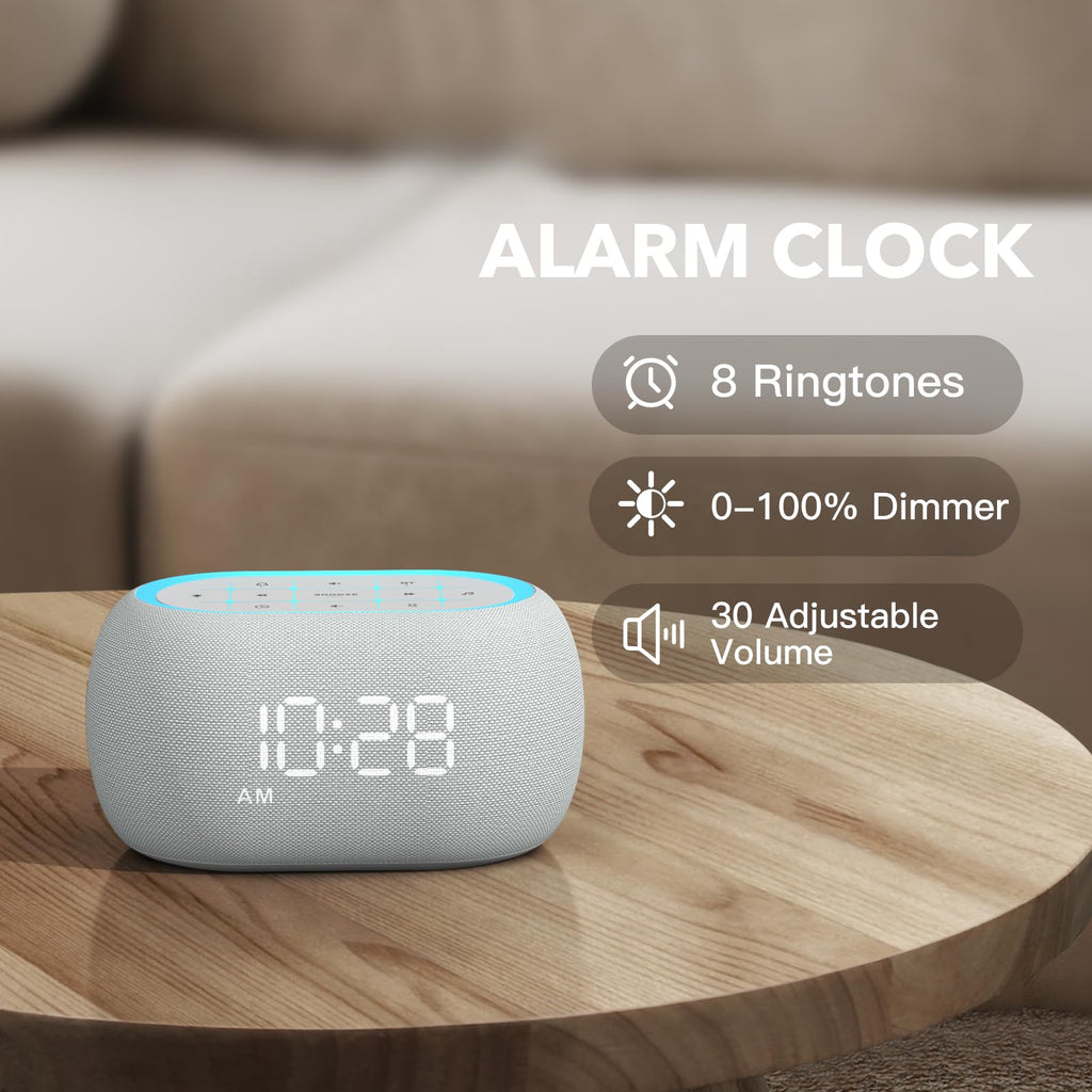 ANJANK Sound Machine Alarm Clock with Bluetooth Speaker

