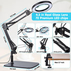 LED Magnifier Desk Lamp with 5-Dopter Lens - 3 Color Modes

