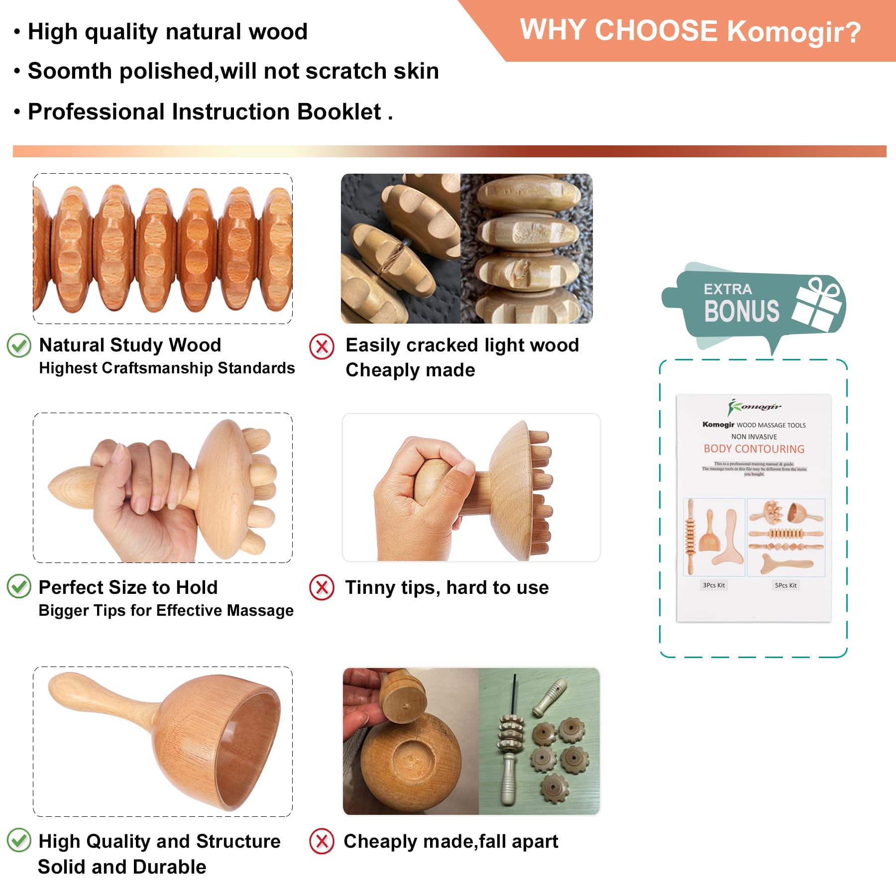 Komogir Maderoterapia Massage Tools for Deep Muscle Relief

