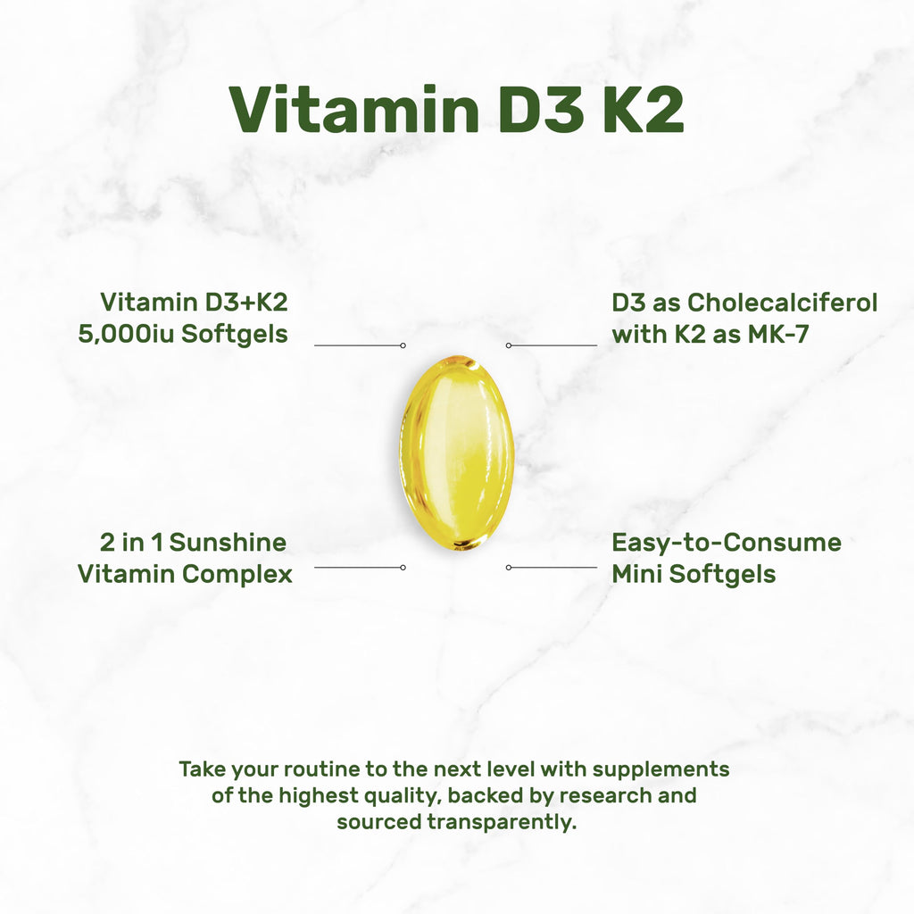 Deal Supplement Vitamin D3 + K2 MK7 Softgels | 5,000 IU

