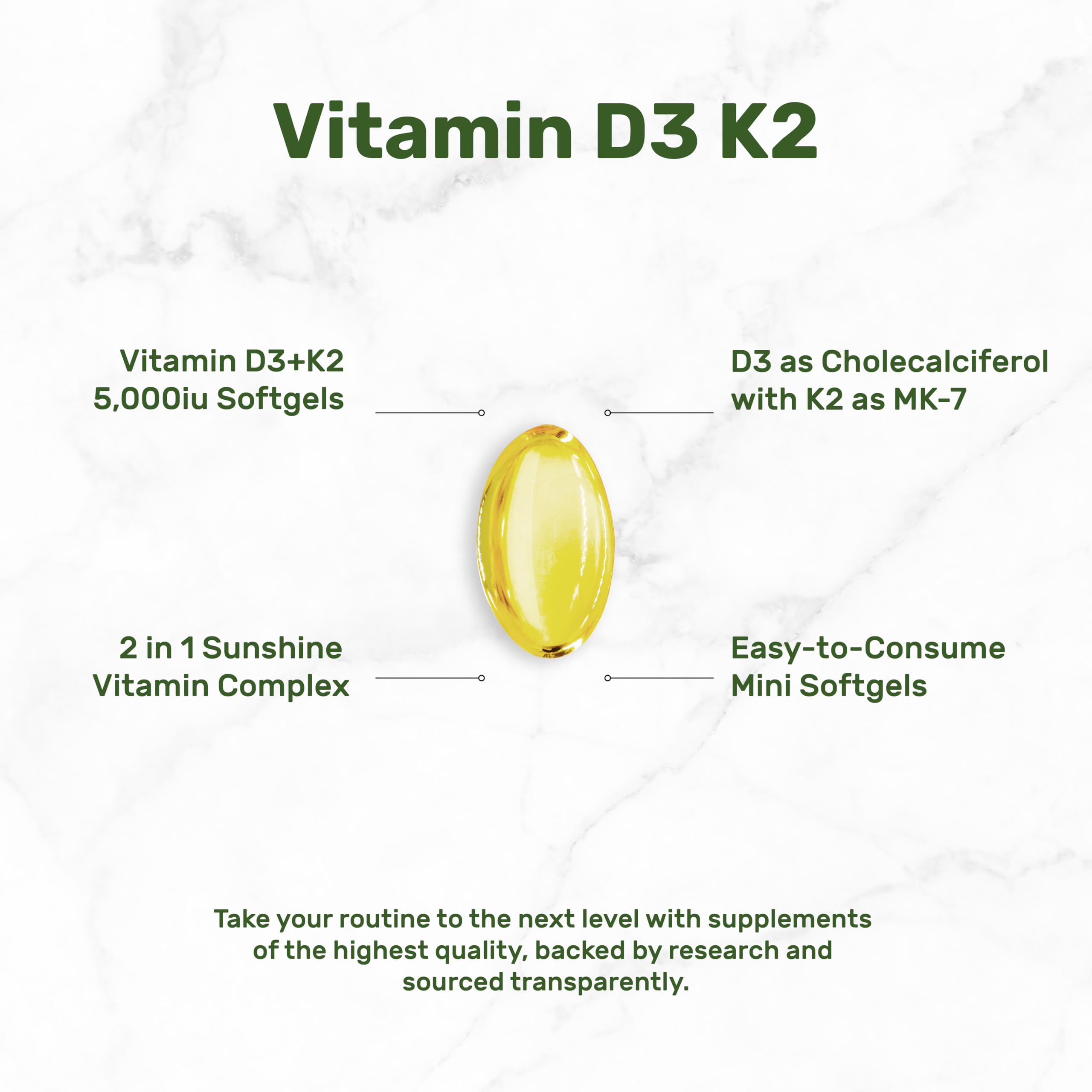 Deal Supplement Vitamin D3 + K2 MK7 Softgels | 5,000 IU


