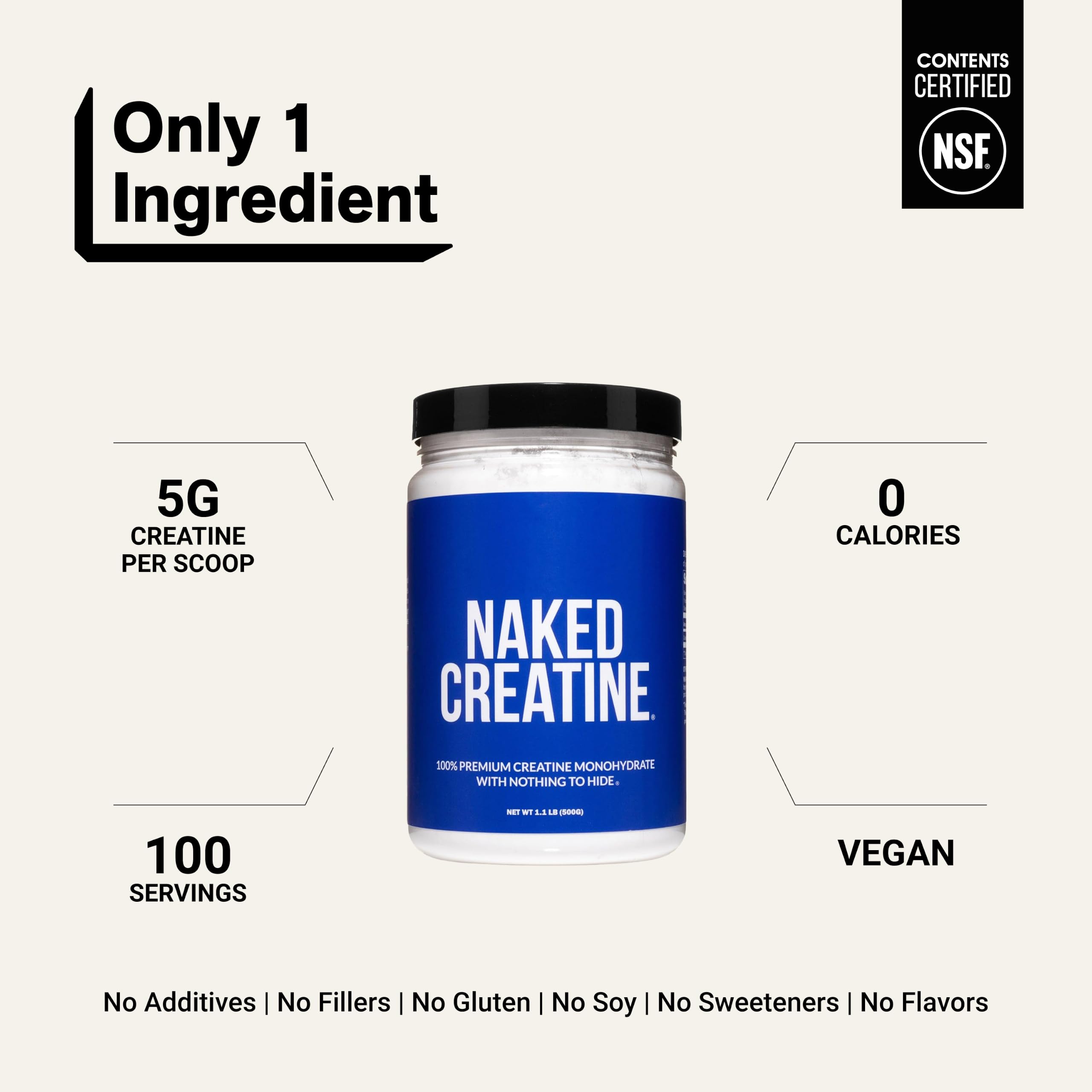 Naked Pure Micronized Creatine Monohydrate Powder | NSF Certified


