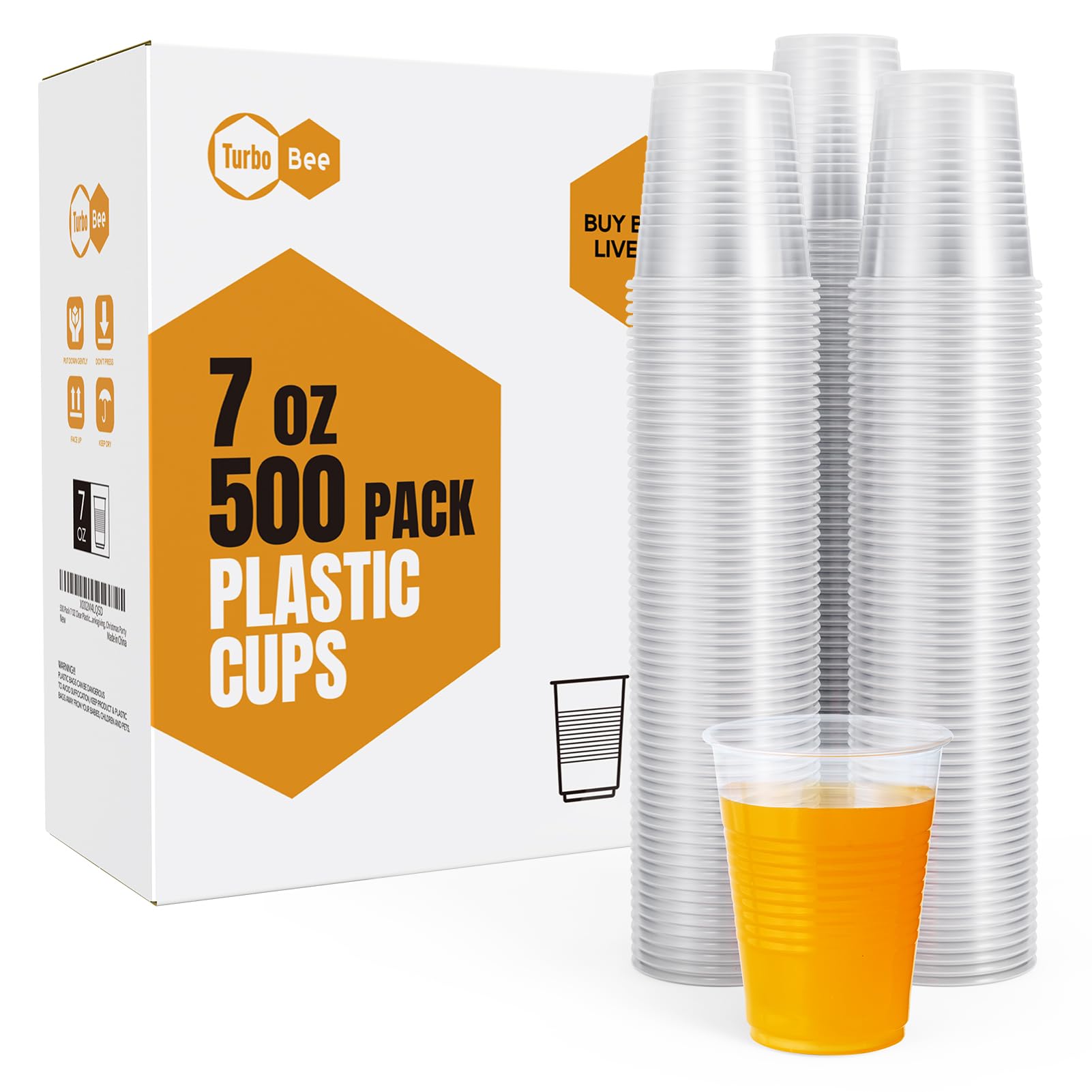 Turbo Bee Disposable Plastic Cups - Heat-Resistant, Food Safe