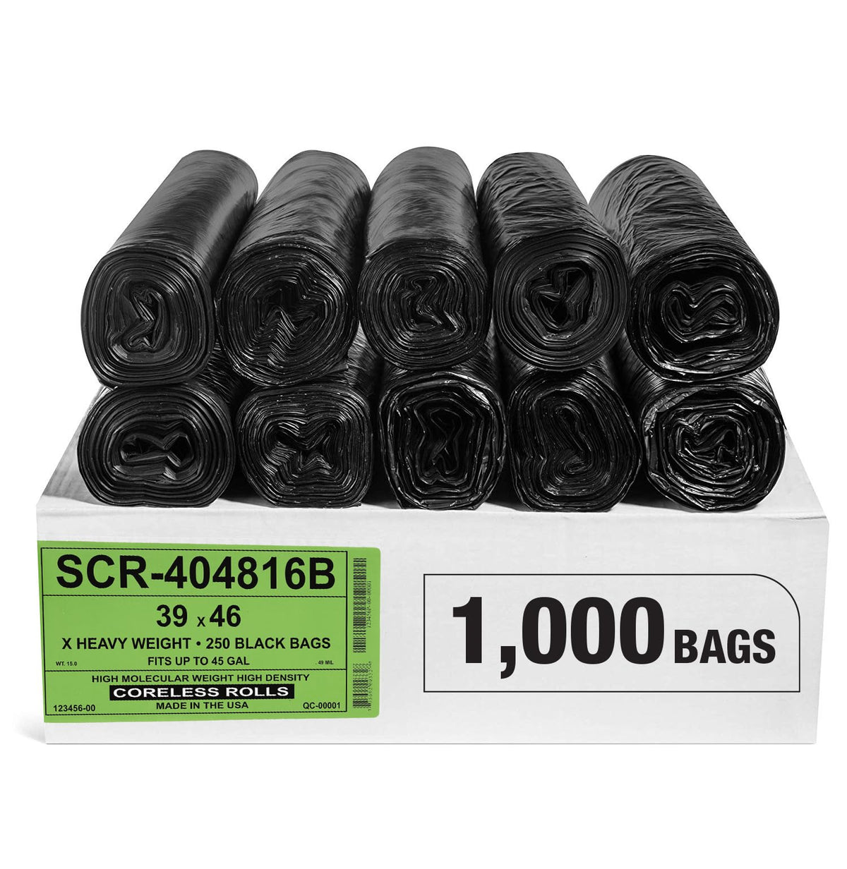 Aluf Plastics High-Density Trash Bags, Coreless Roll