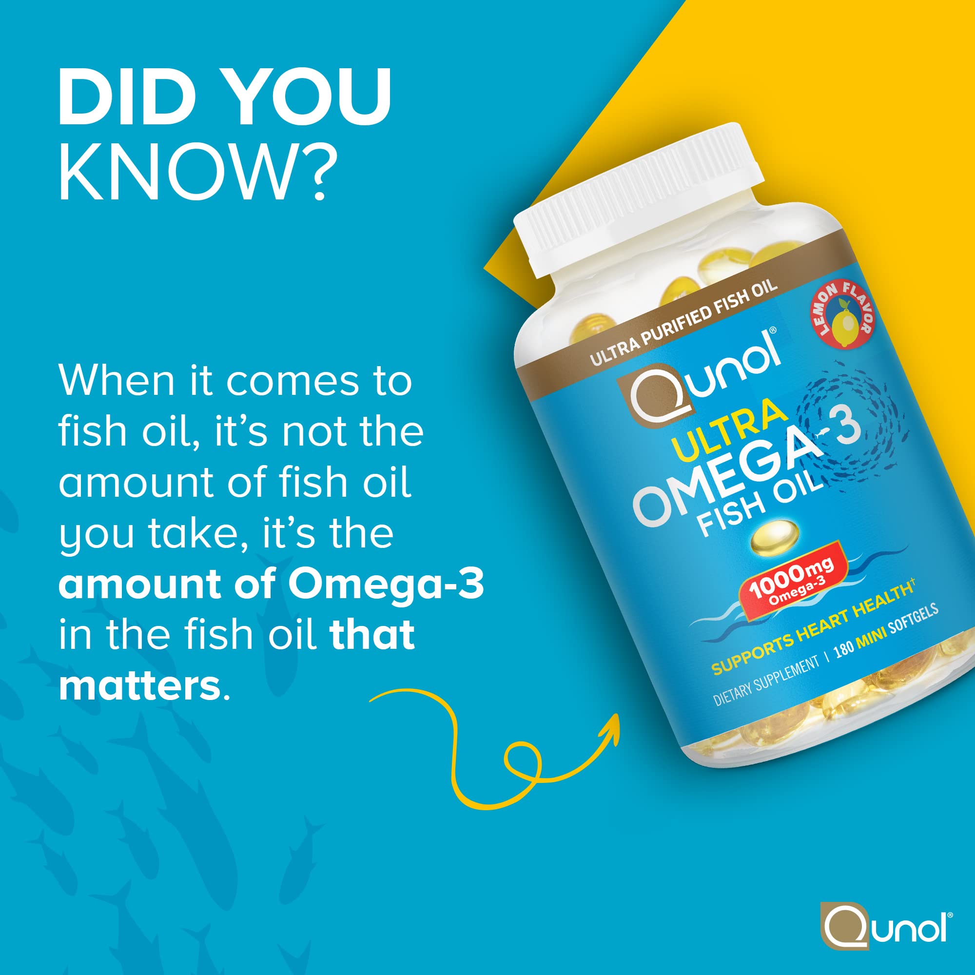 Qunol Fish Oil Omega-3 Softgels for Heart Health

