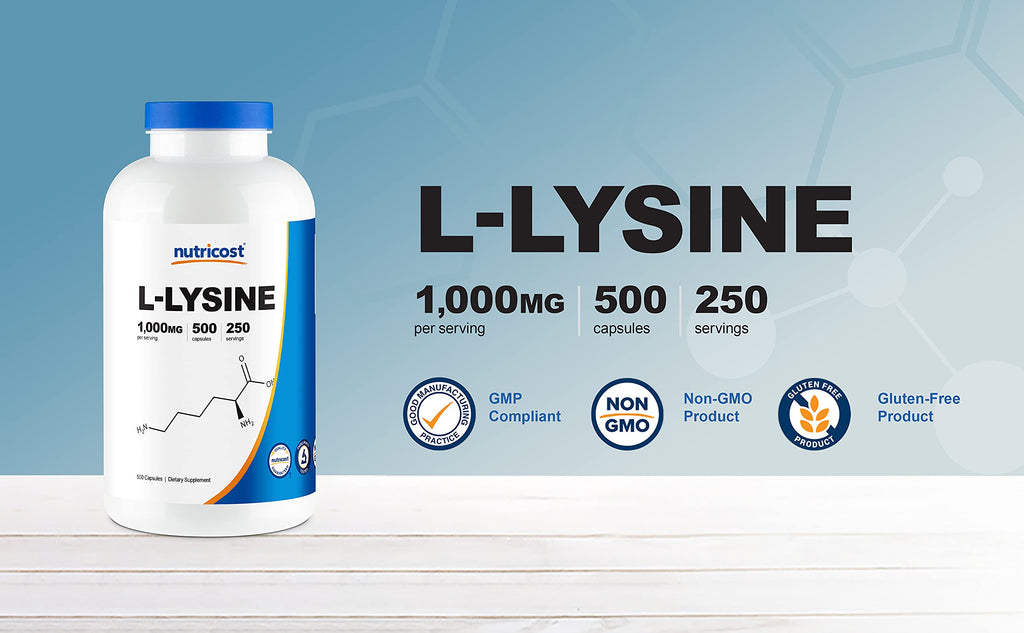 Nutricost L-Lysine Capsules - Gluten Free, Non-GMO

