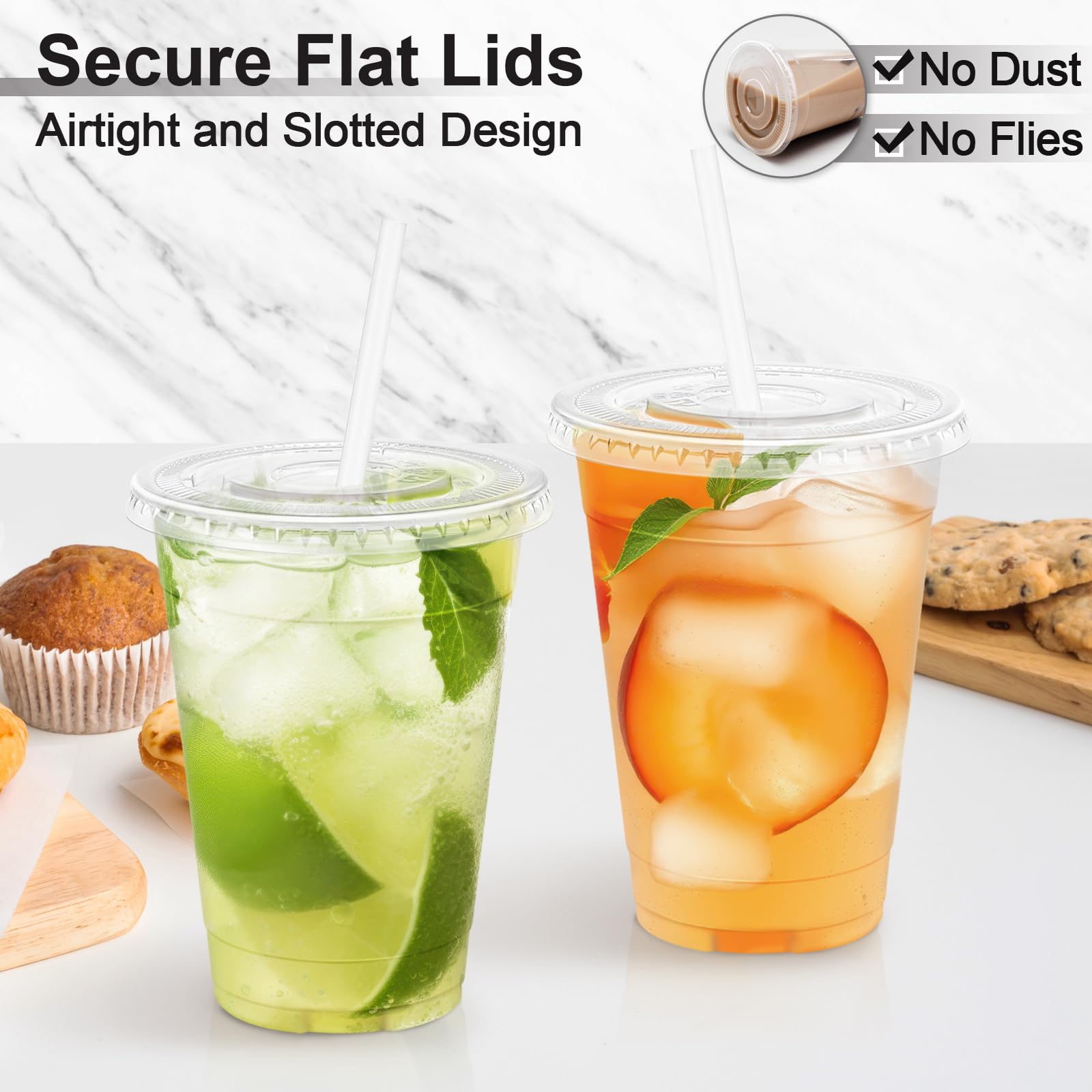 Lamosi Clear Plastic Cups with Lids and Straws – Disposable

