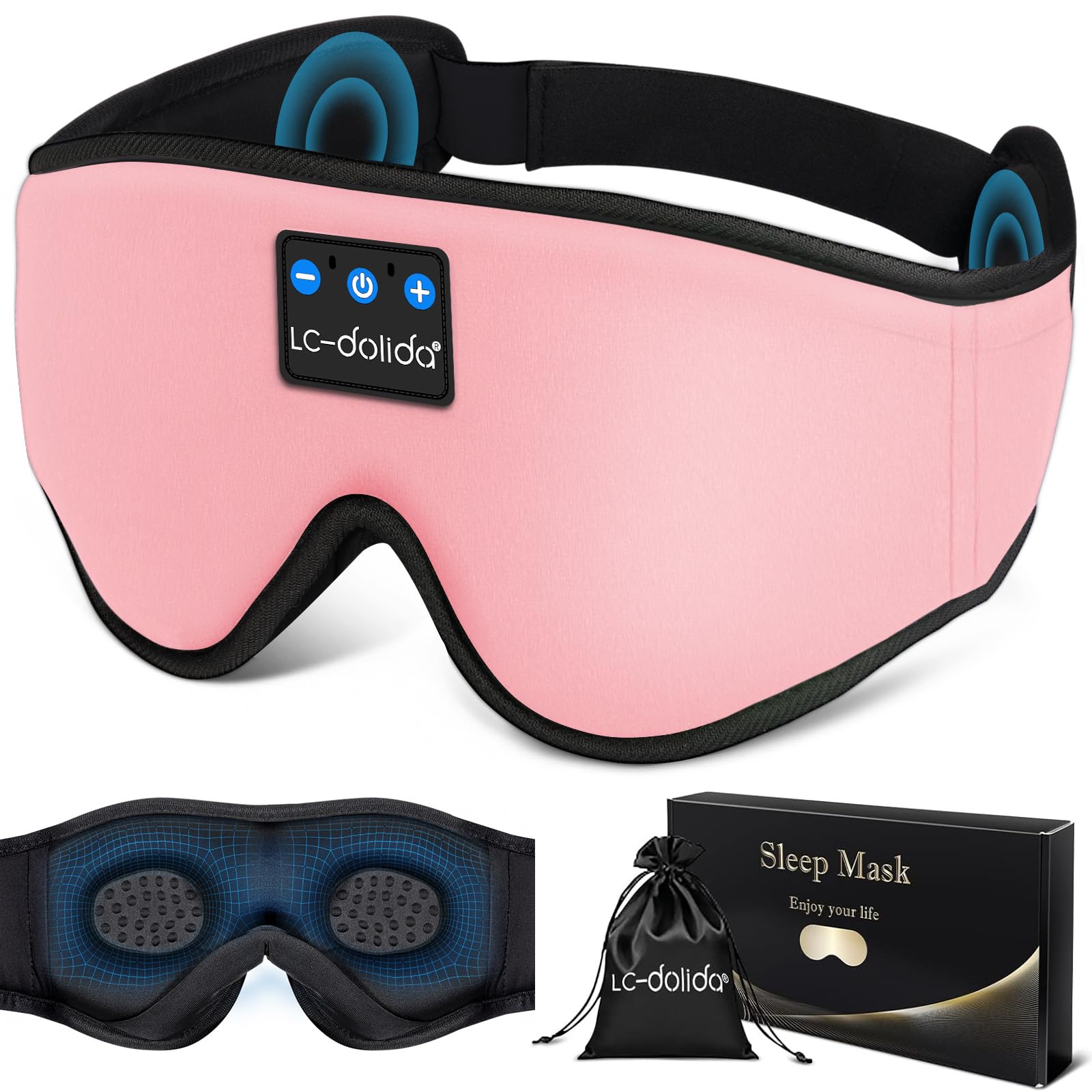LC-dolida Sleep Headphones Eye Mask with Bluetooth Audio