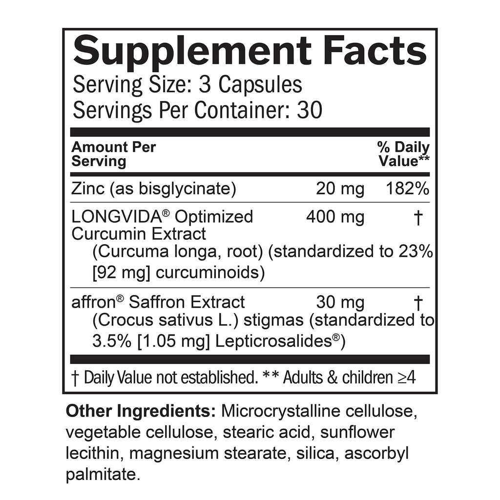 BrainMD Happy Saffron Plus Saffron Curcumin Zinc | Vegan

