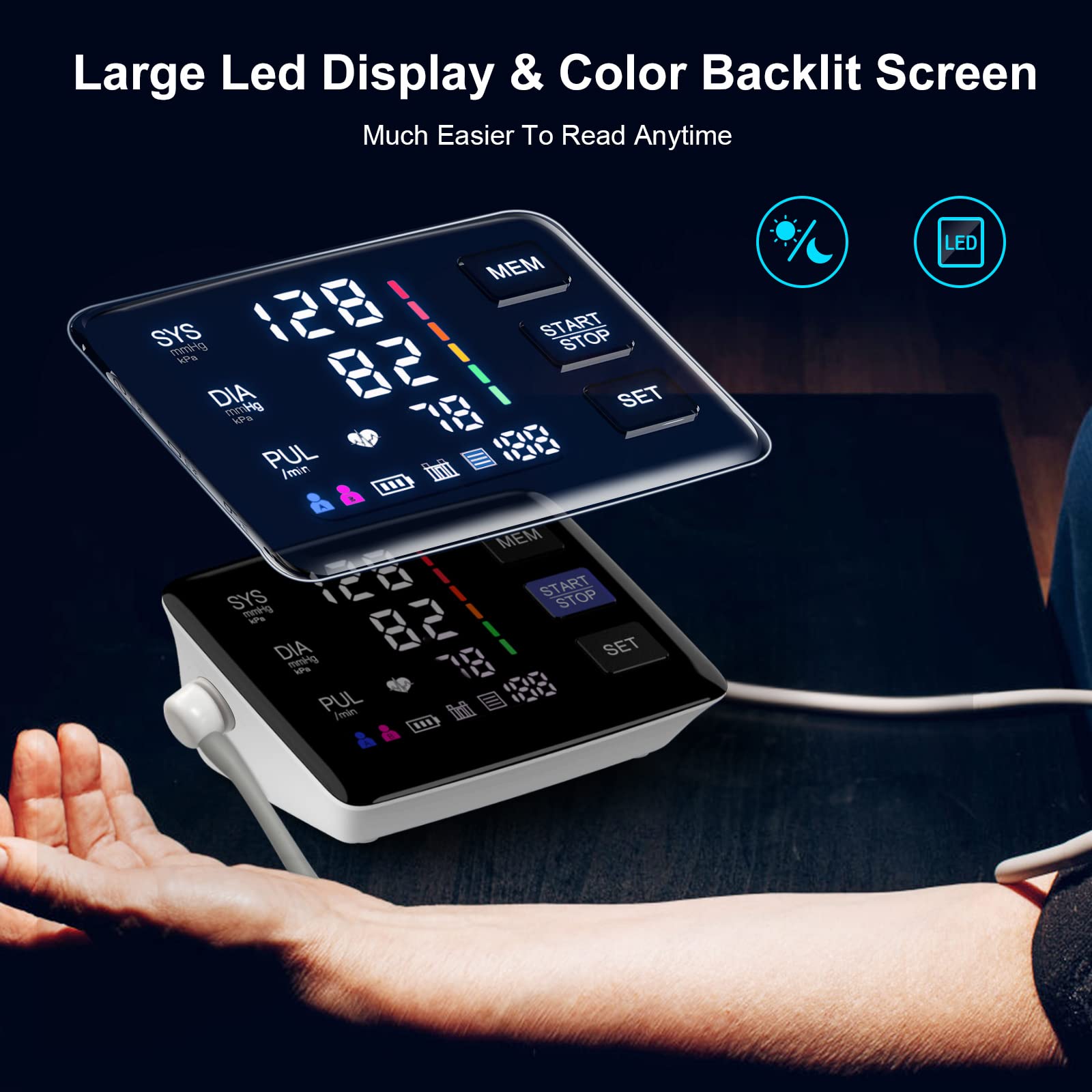LIVAROCI Blood Pressure Monitor with LED Backlit Display

