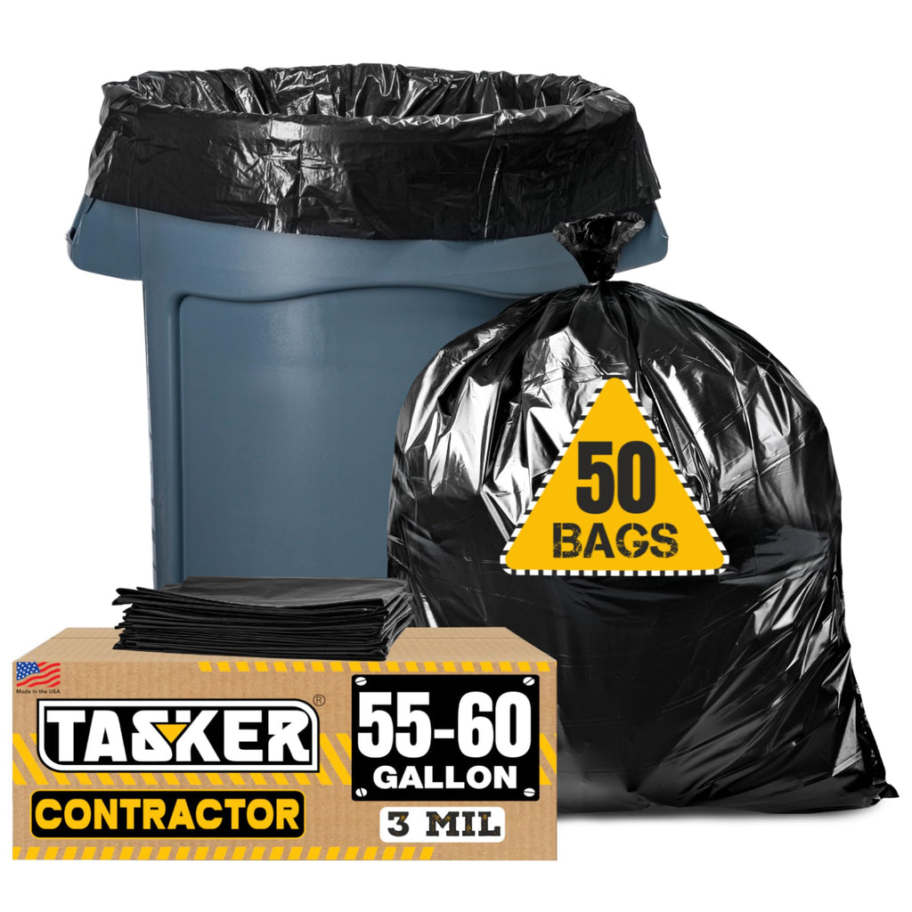 Tasker 55-Gallon Contractor Bags | Heavy Duty 3 Mil

