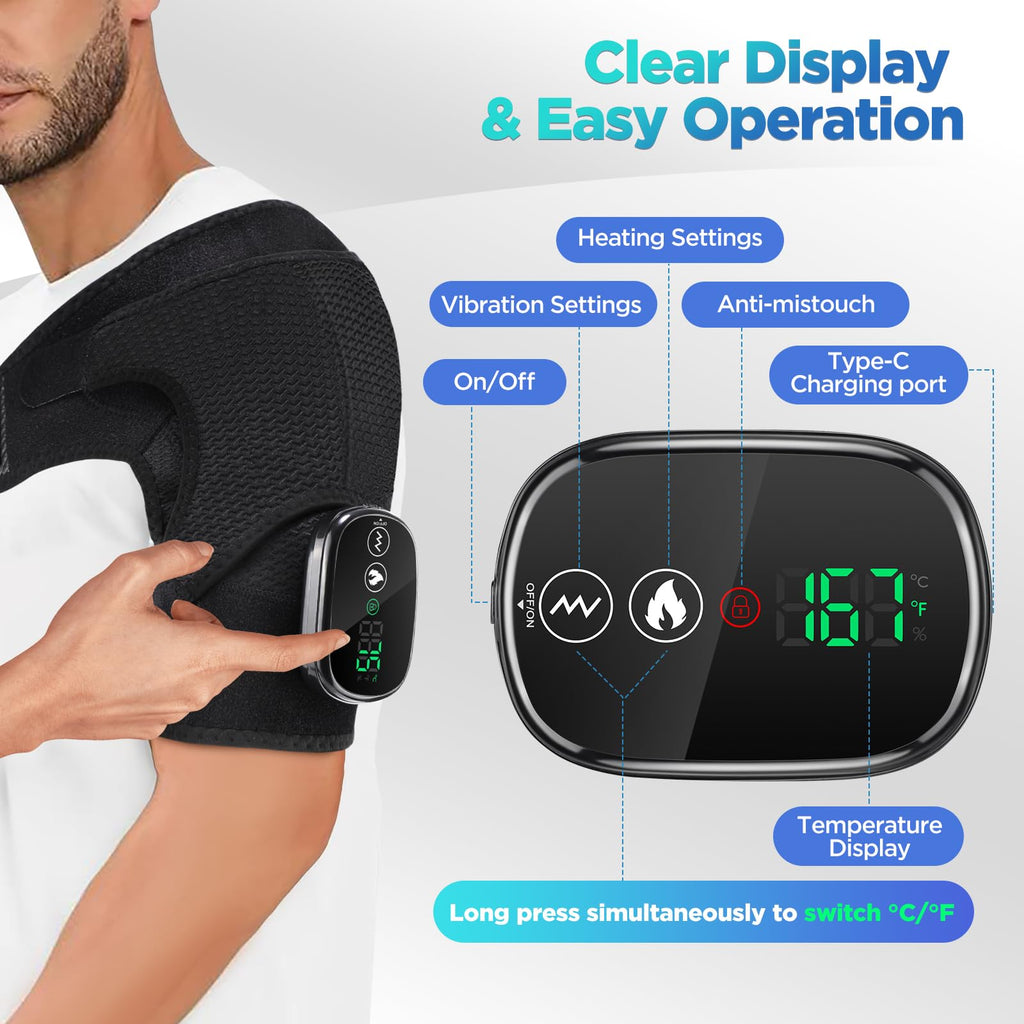 Cordless Shoulder Heating Pad & Massager | Heat & Vibration


