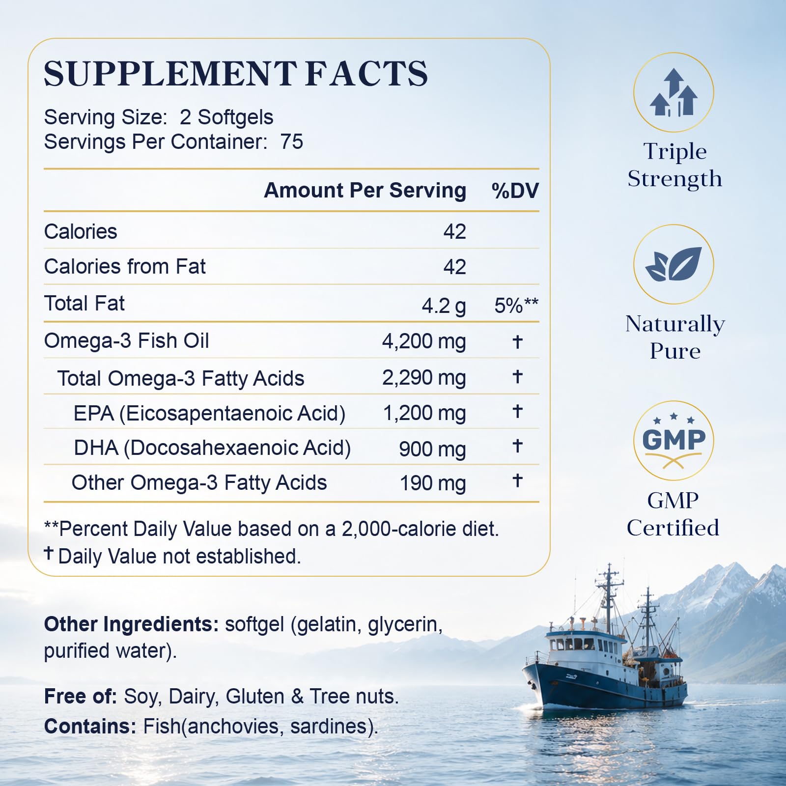 Omega-3 Fish Oil Supplements 4200mg Mini Softgels

