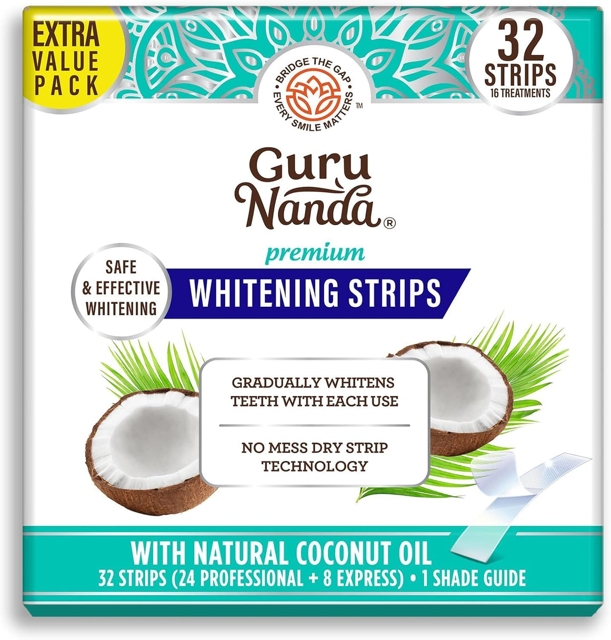 GuruNanda Teeth Whitening Strips Kit for At-Home Brightening
