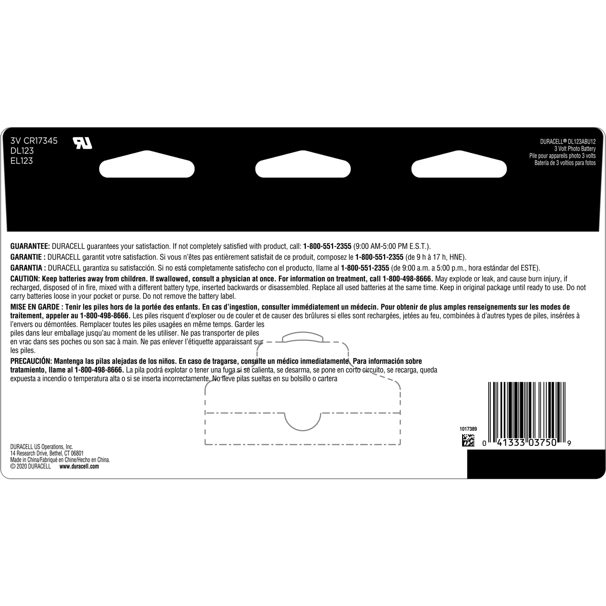 Duracell CR123A 3V Lithium Battery

