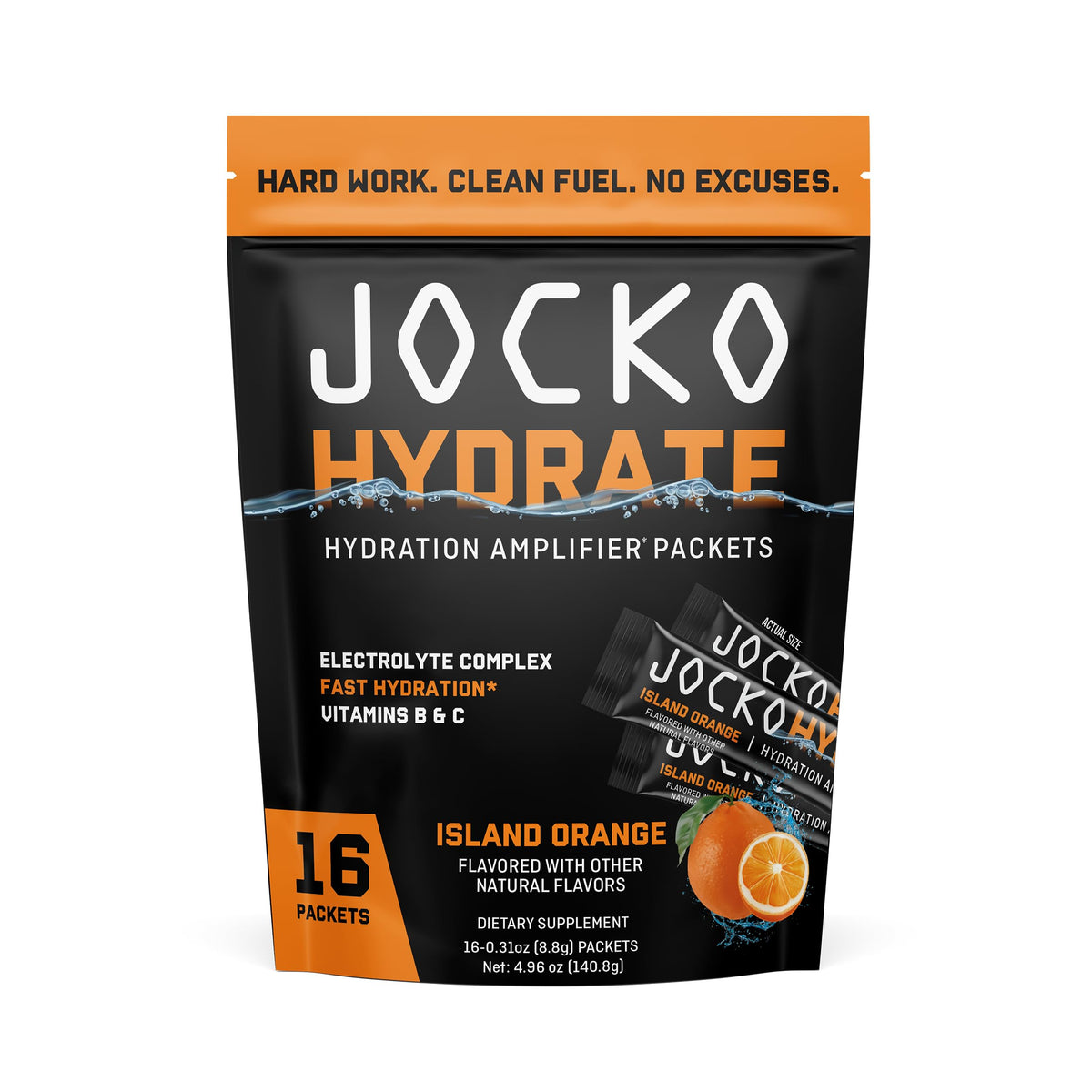 Jocko Fuel Hydrate Electrolyte Packets Low Sugar Hydration Amplifier
