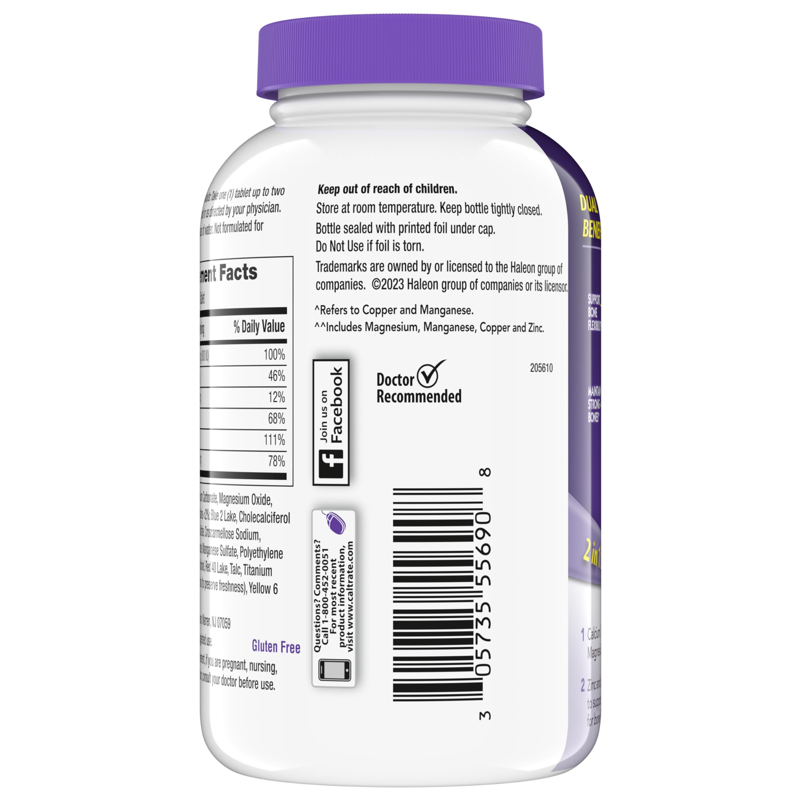 Caltrate 600 Plus D3 Minerals Calcium & Vitamin D Tablets

